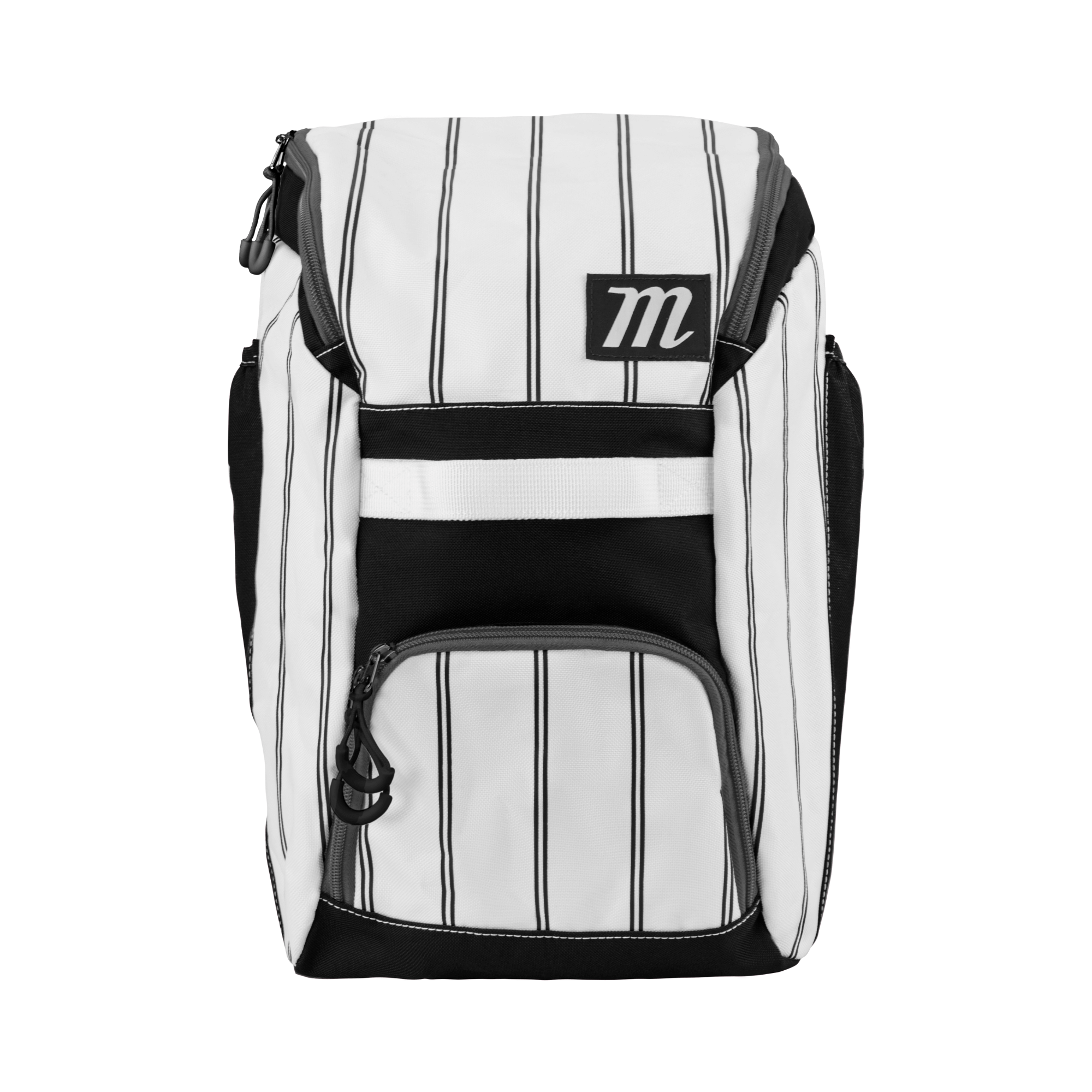 Marucci Foxtrot T-Ball Bat Pack in White, Gray, and Black with top-loading main compartment