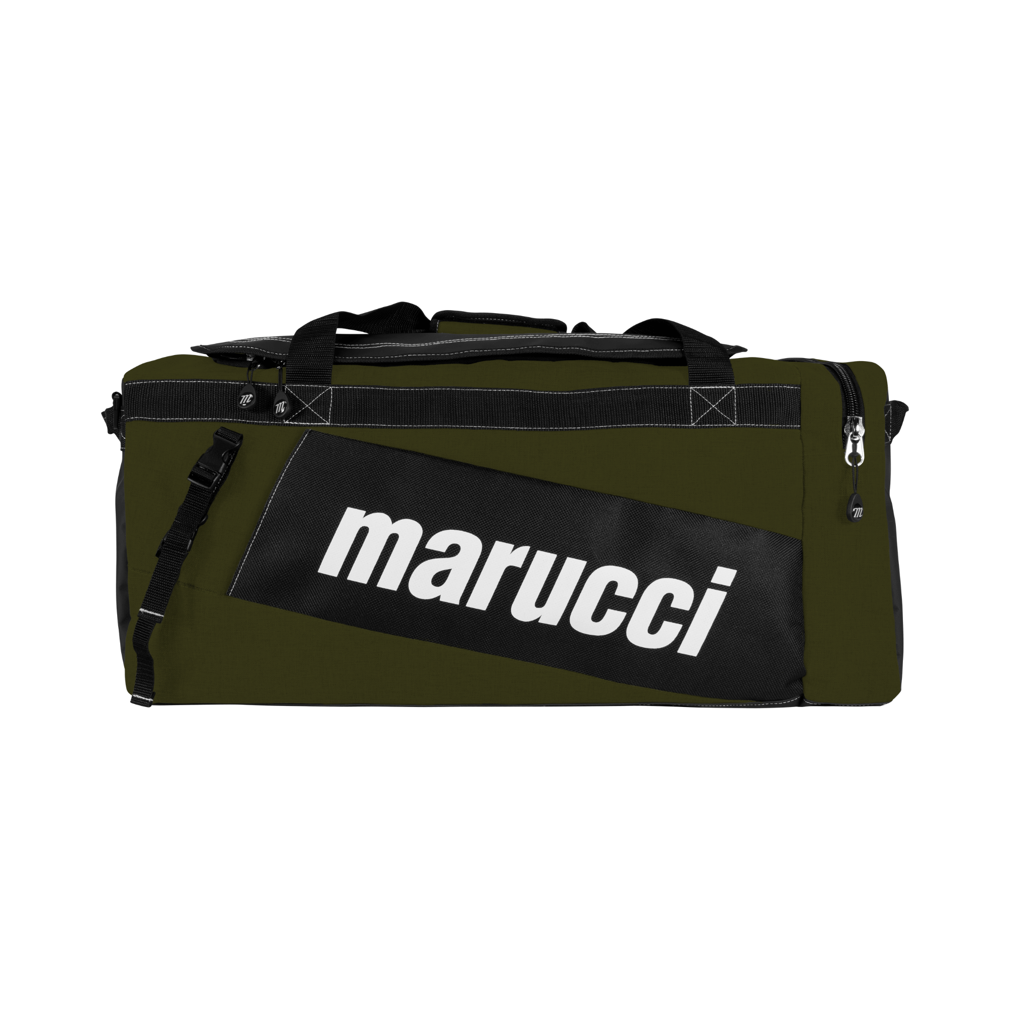 Green Marucci Pro Utility Duffel Bag with bat sleeves and durable, water-resistant design.