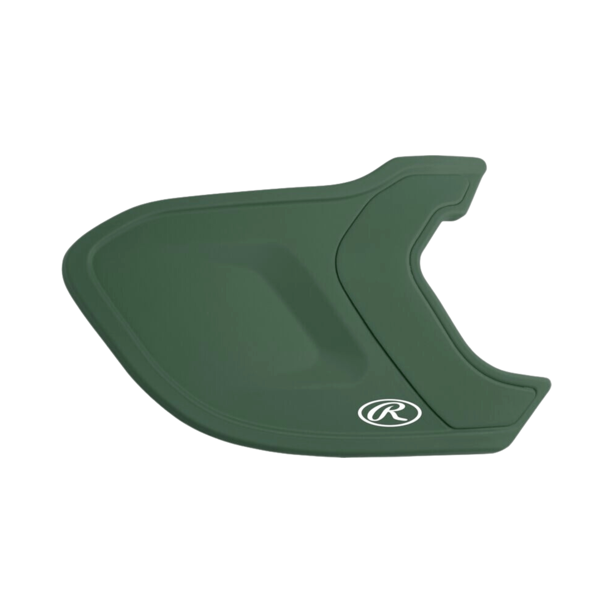 Rawlings MACH EXT batting helmet extension in green, providing extra facial coverage and visibility for batters.
