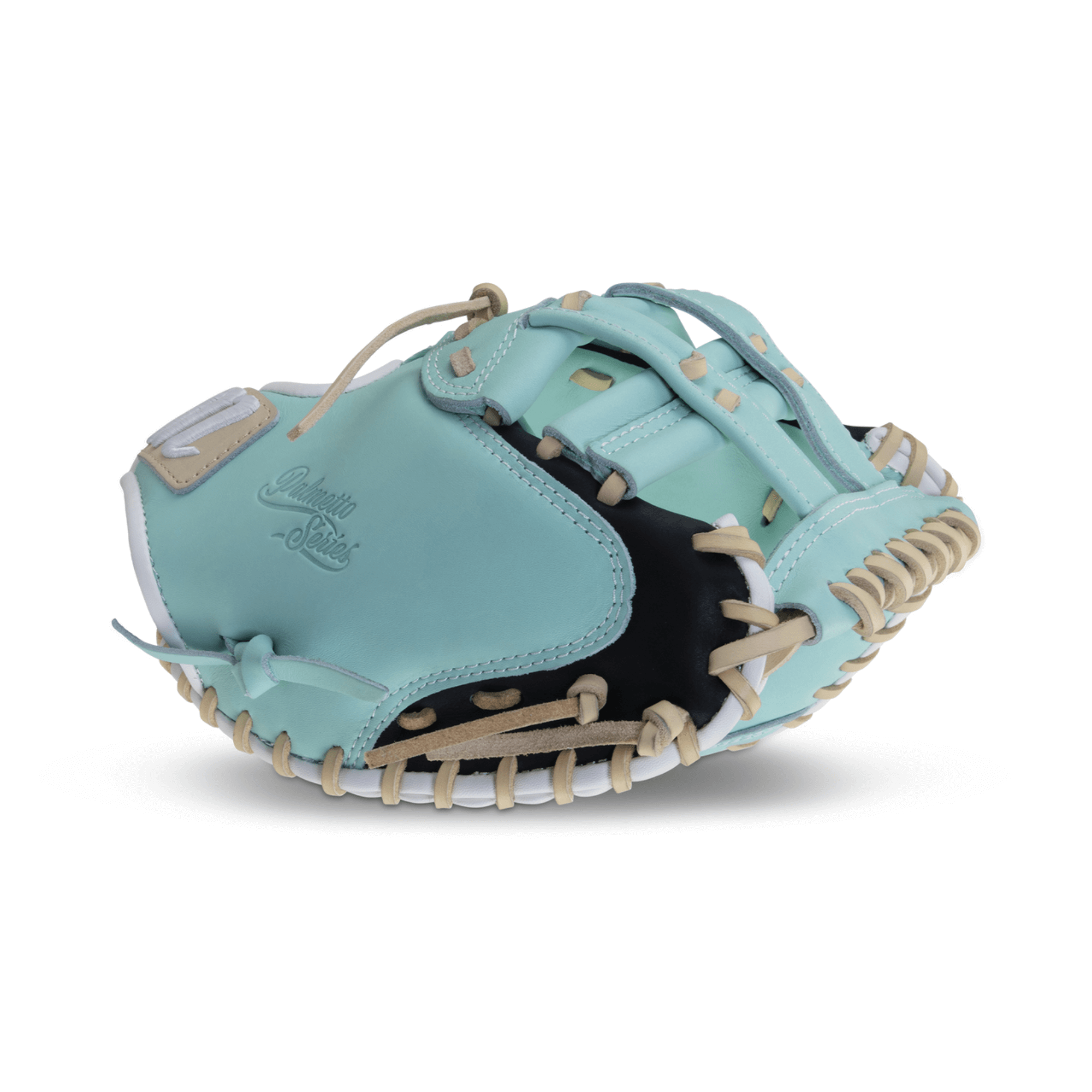 Marucci Palmetto Fastpitch 34-inch Catchers Mitt RHT with deep pocket and pro-style patterns