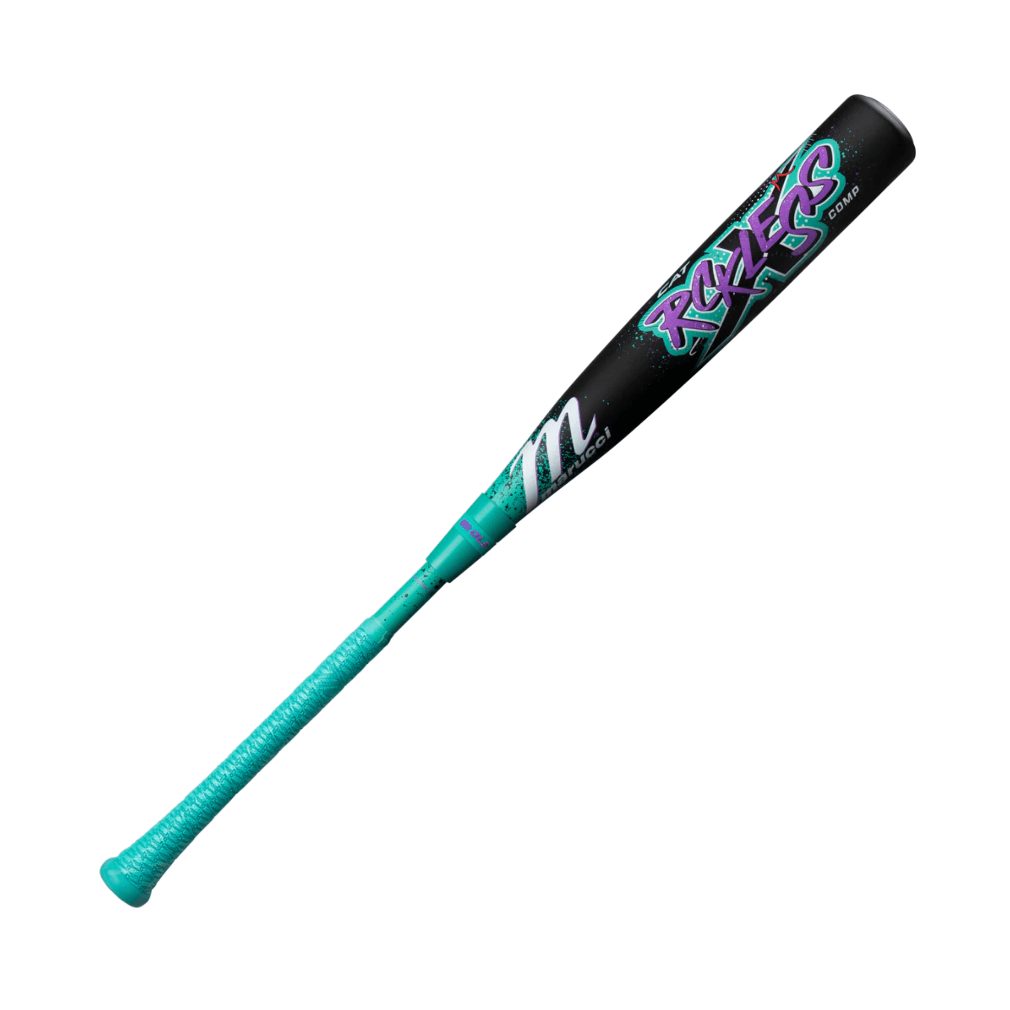 Barrel and logo front view of Marucci CAT X RCKLESS Comp USSSA (-8) Baseball Bat
