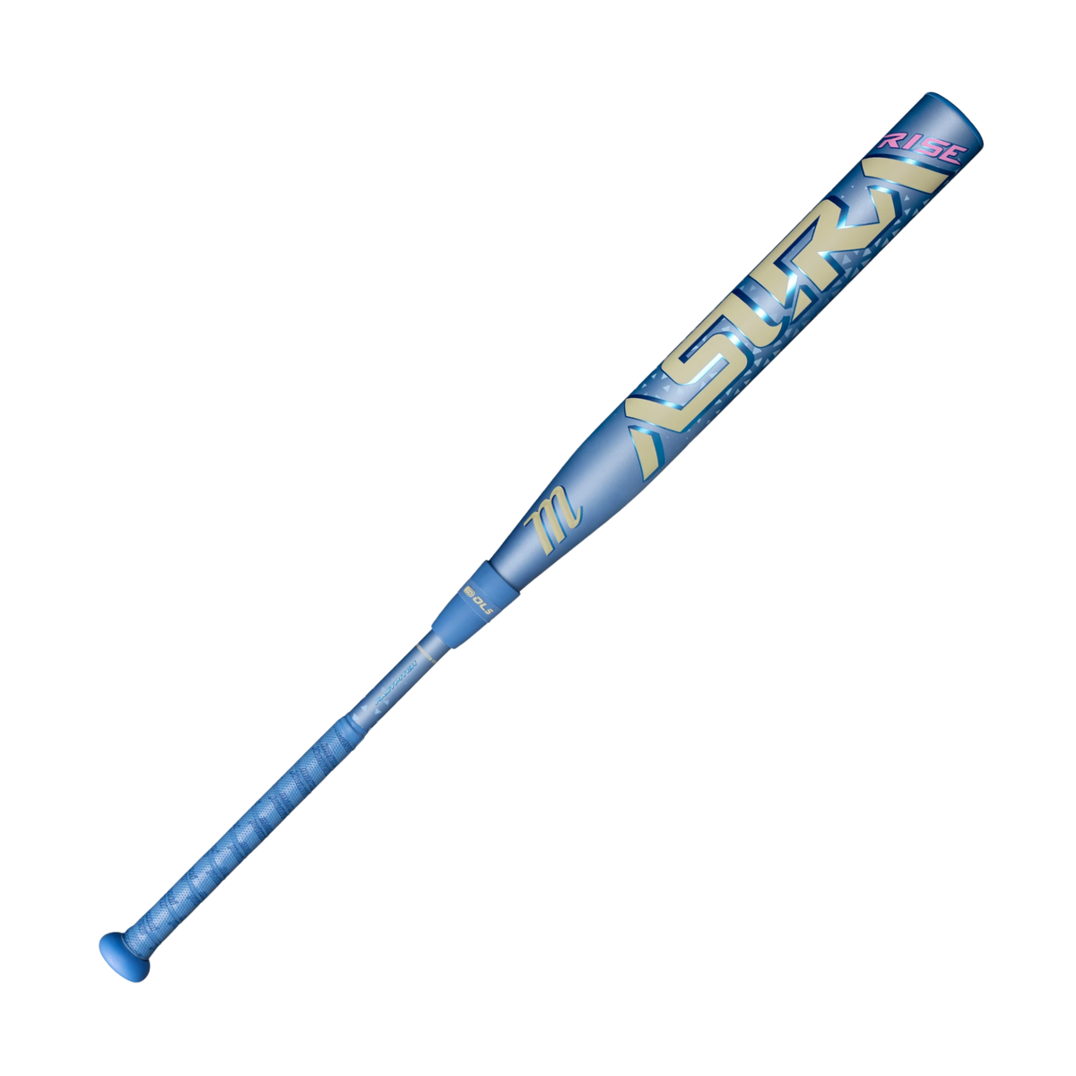 Marucci Asura Rise fastpitch softball bat showing fingers holding the Enhanced Soft-Touch grip