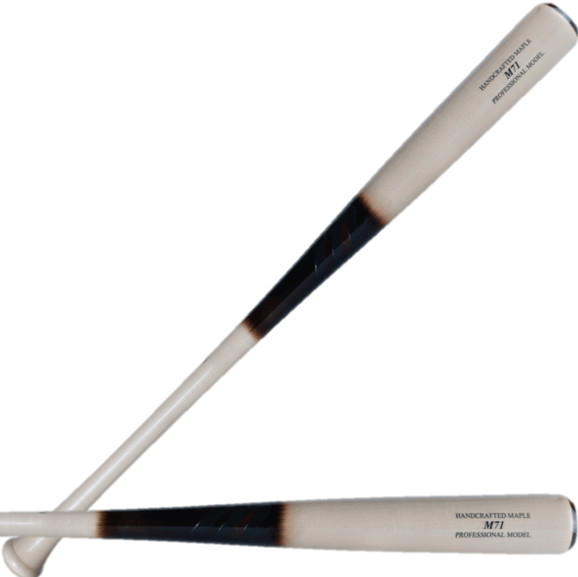 Marucci M71 Pro Model wood bat featuring narrow barrel, tapered knob, and thin handle for balanced control.
