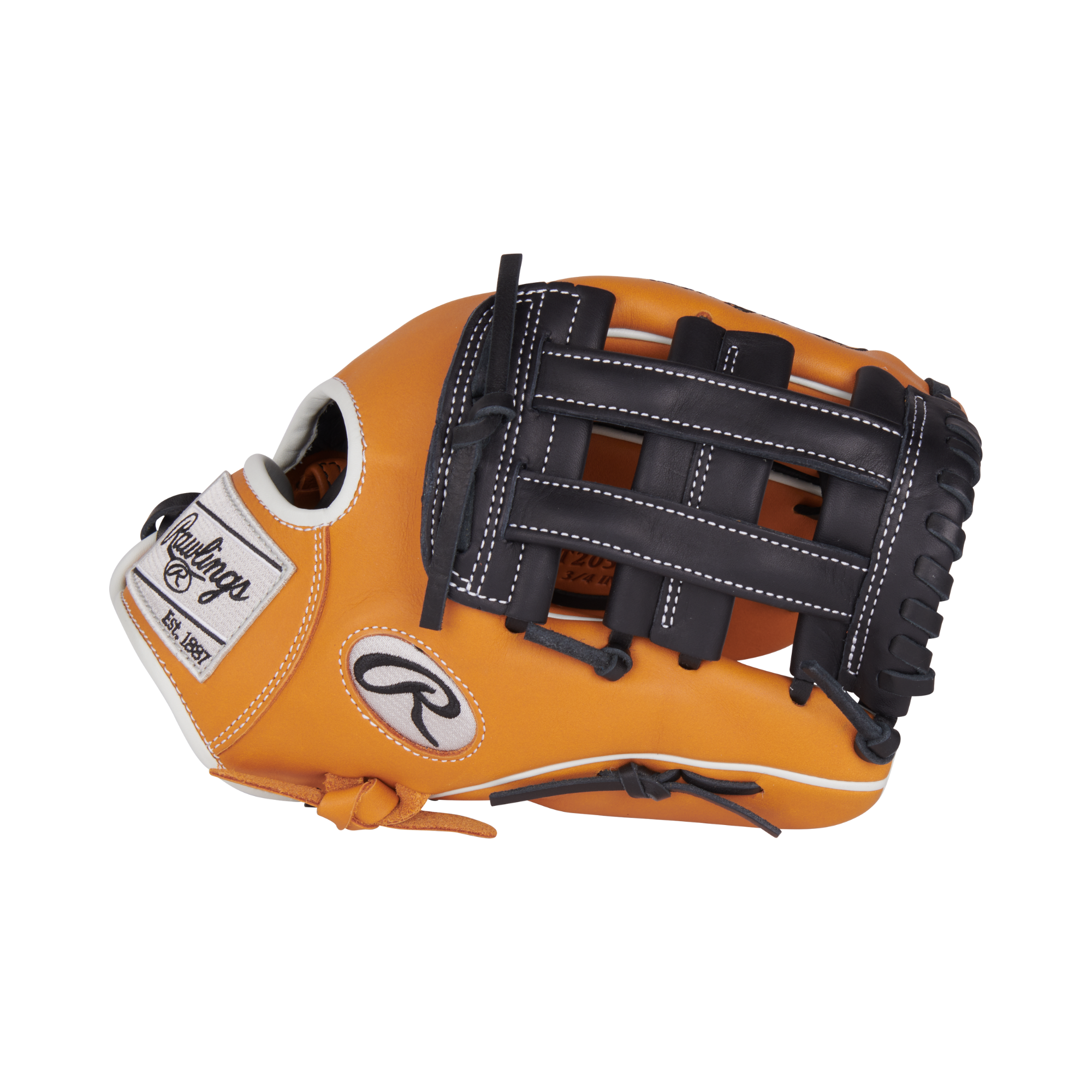 Close-up of the left side and thumb of Rawlings NXT Contour Glove, demonstrating quality craftsmanship.