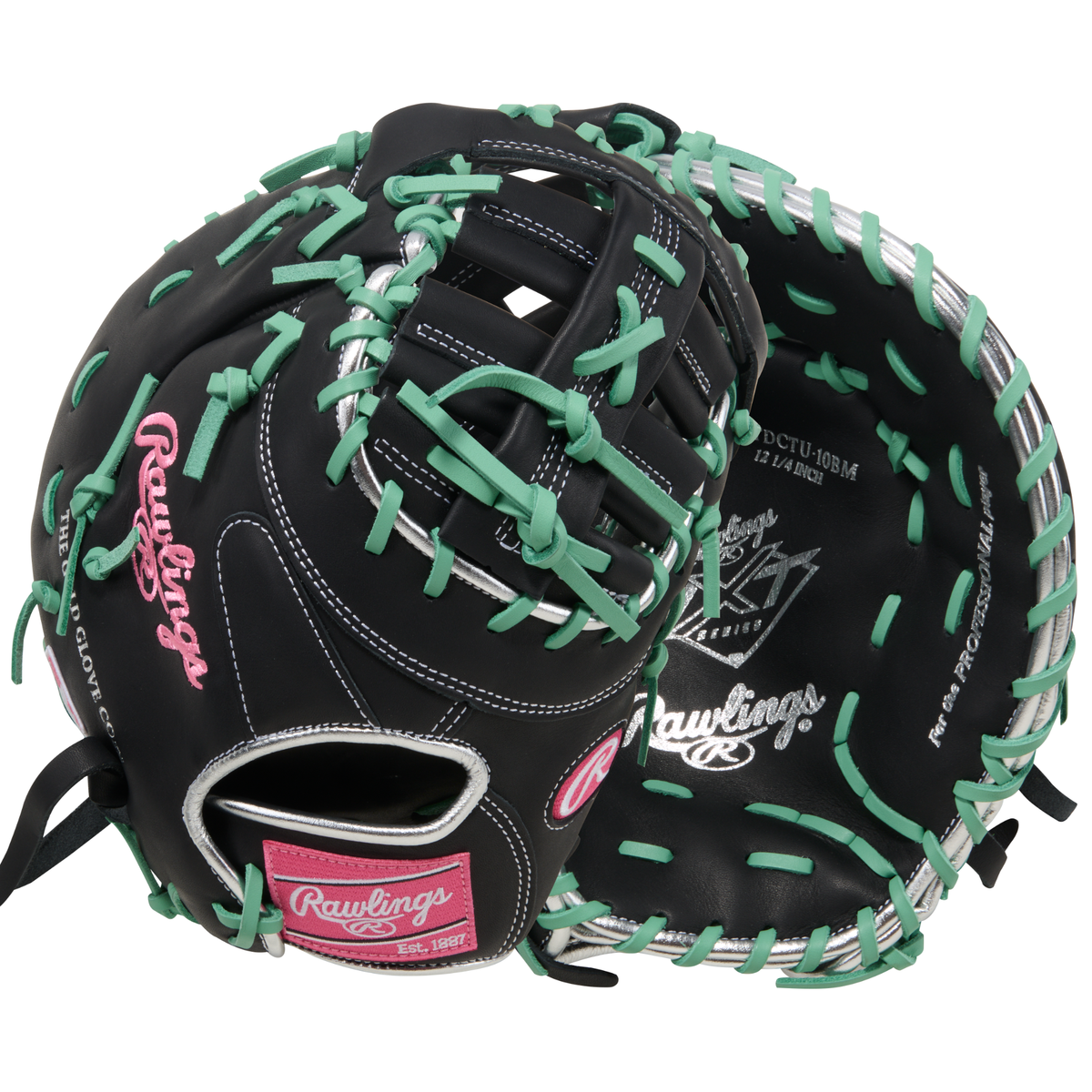 Rawlings NXTDCTU-10BM First Base Mitt combination back/front view showing the DCTU pattern and RHT design