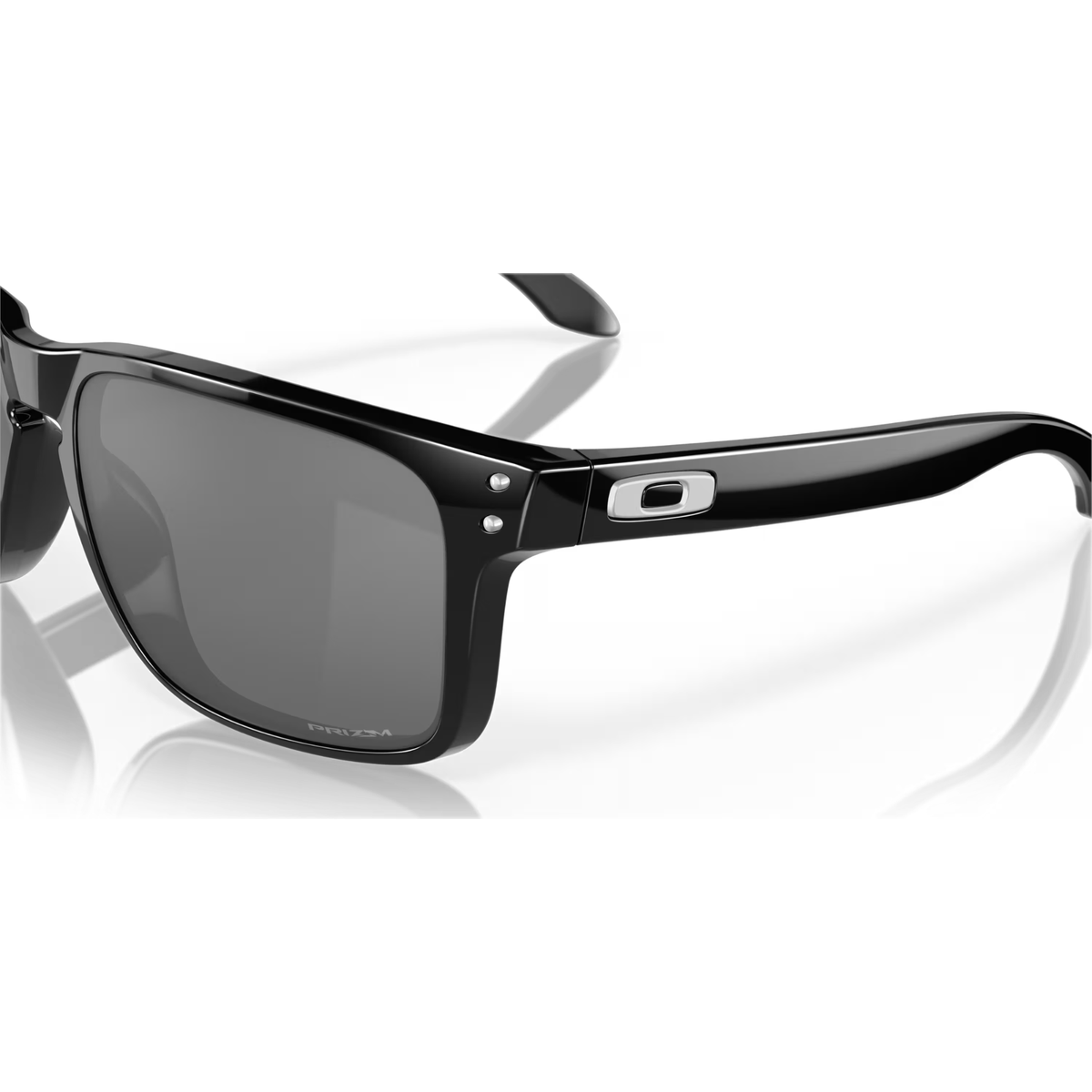 Oakley Holbrook XL Prizm Black Sunglasses with polished black frame, featuring keyhole bridge and metal rivets for medium to extra-large faces.