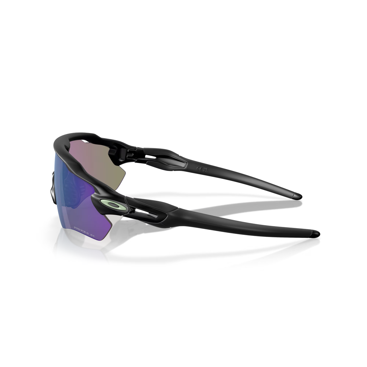 Oakley Radar EV Path Prizm Jade Polarized Sunglasses in matte black with XL shield-style frame and enhanced upper peripheral view.