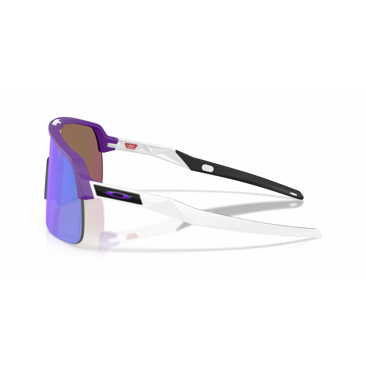 Oakley Sutro Lite Matte Electric Purple Prizm Violet sunglasses, sport-style eyewear for urban cyclists with high-wrap shield design.