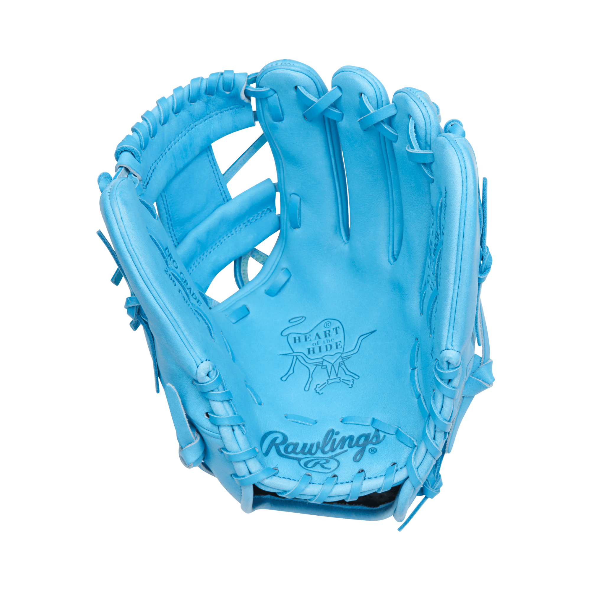 Rawlings Element Series 2.0 11.5" infield glove in Columbia Blue, showcasing Heart of the Hide craftsmanship.