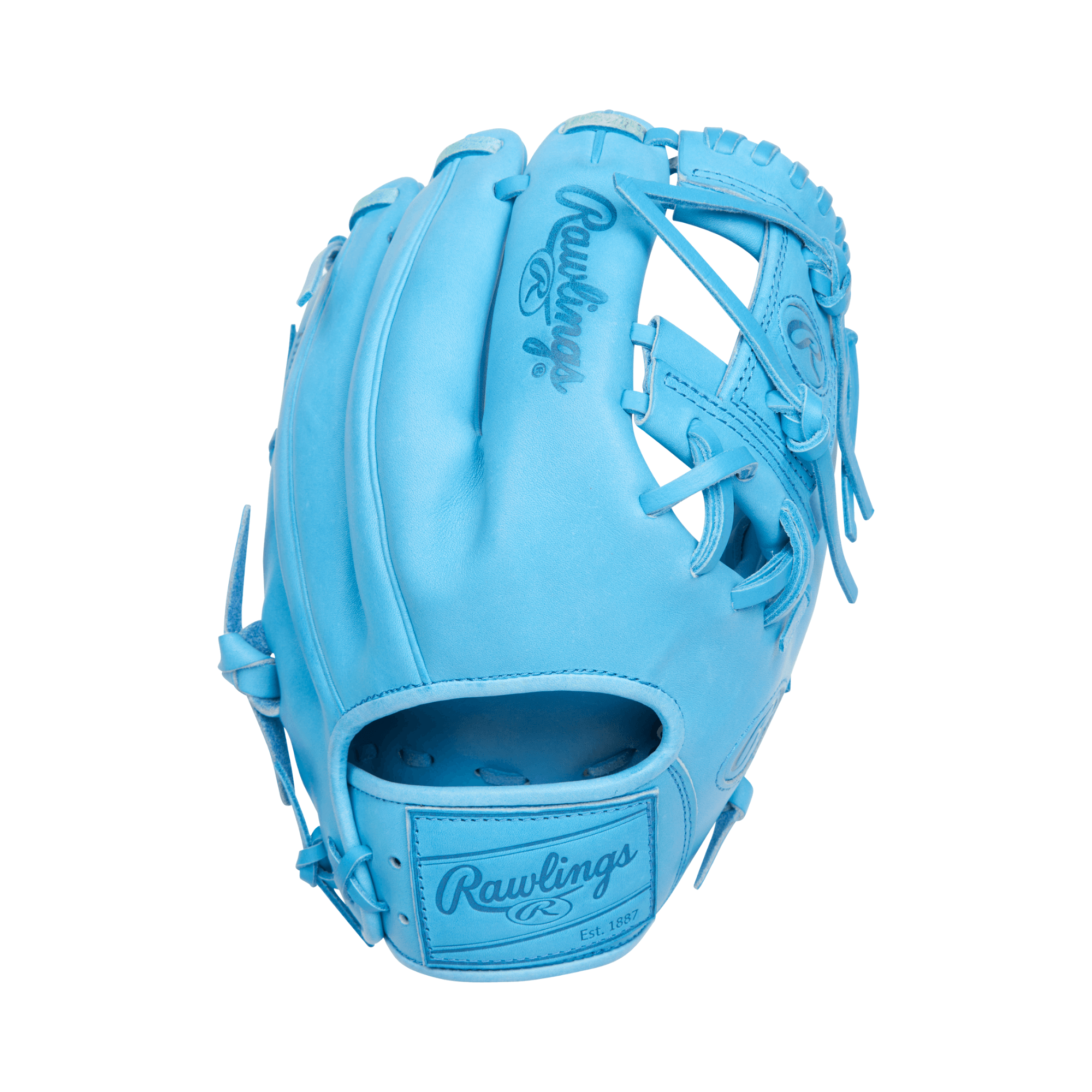 Rawlings Element Series 2.0 11.5" infield glove in Columbia Blue color, showcasing its premium leather design.