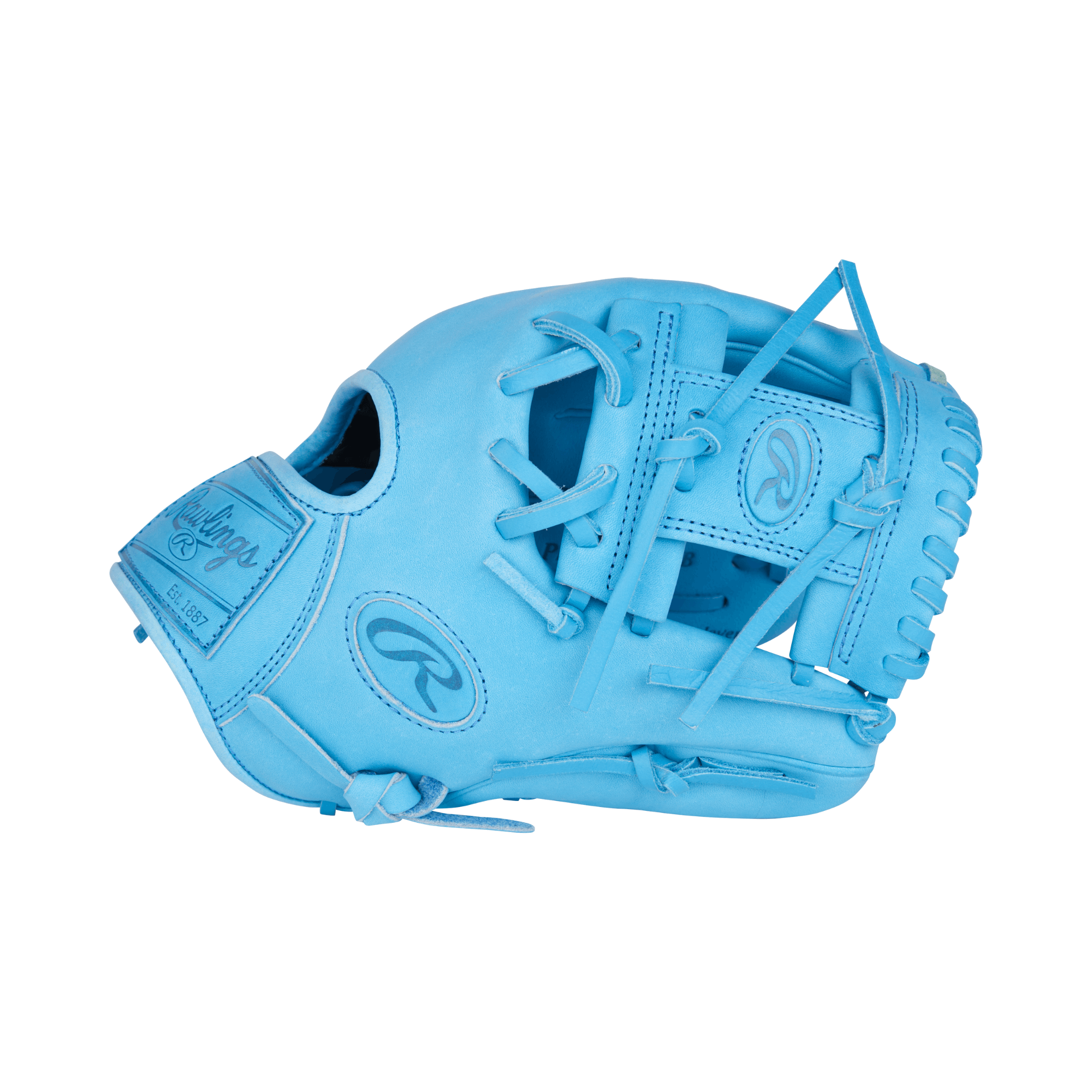 Rawlings Element Series 2.0 11.5" infield glove in Columbia Blue, showcasing premium leather and sleek design.