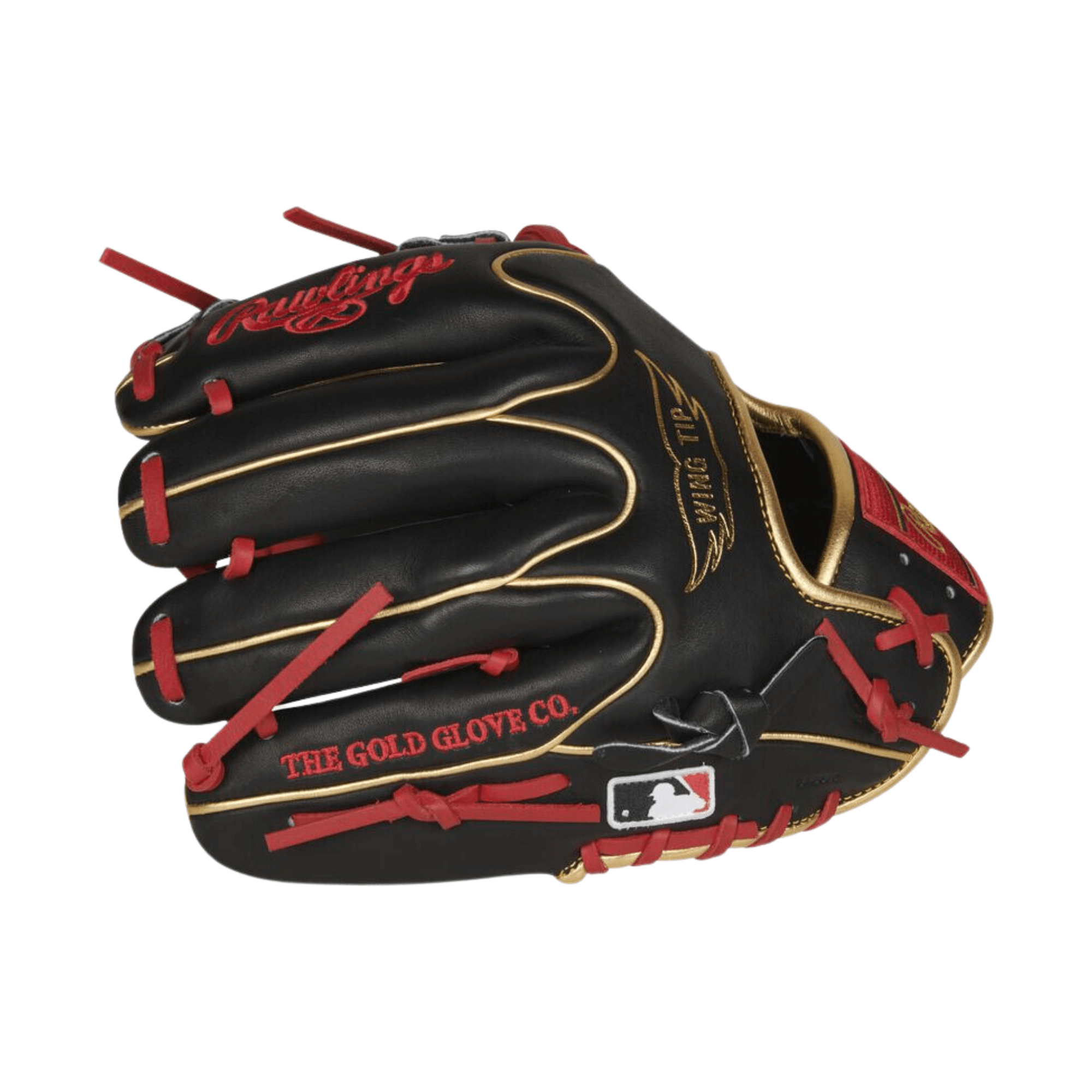 Rawlings Heart of the Hide 11.75-inch infield glove in black and gold, featuring Pro I-web design and premium cowhide leather.