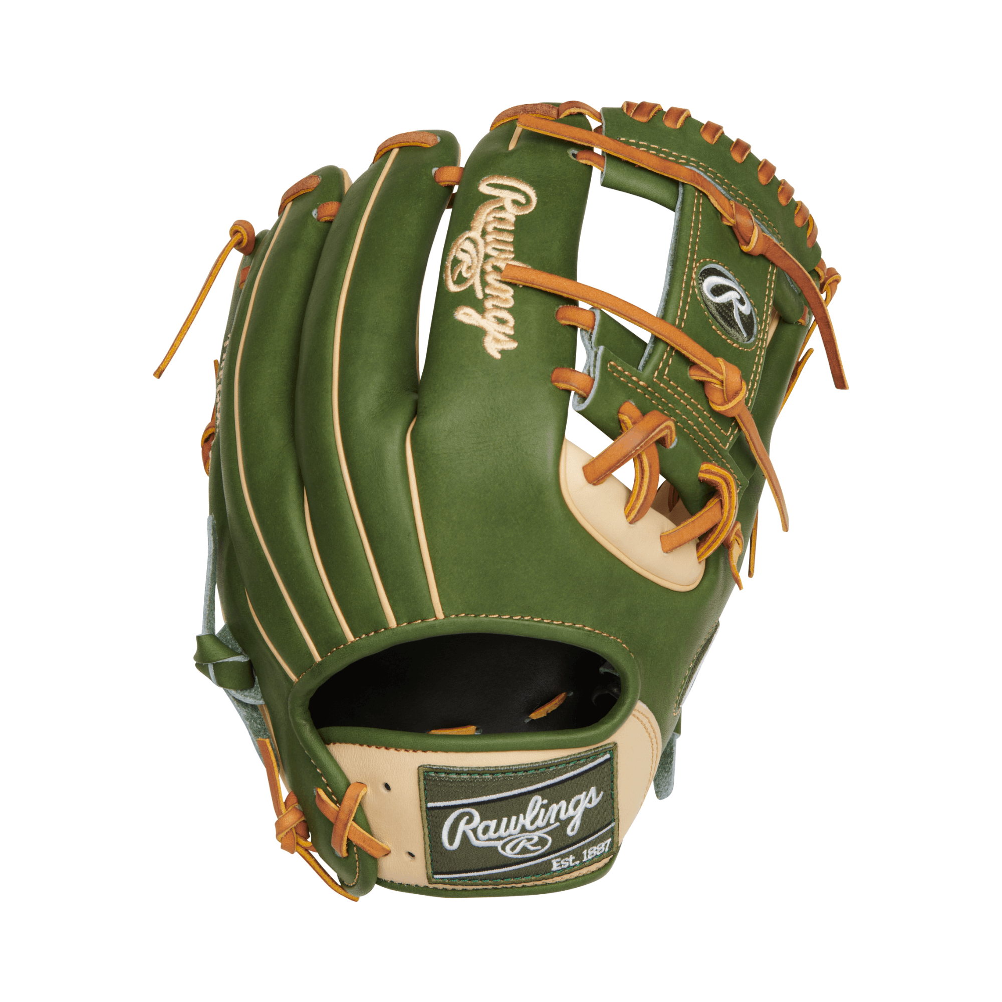 Rawlings Gold Glove Club Heart of Hide 11.75 infield glove in green and tan with Pro I web design.