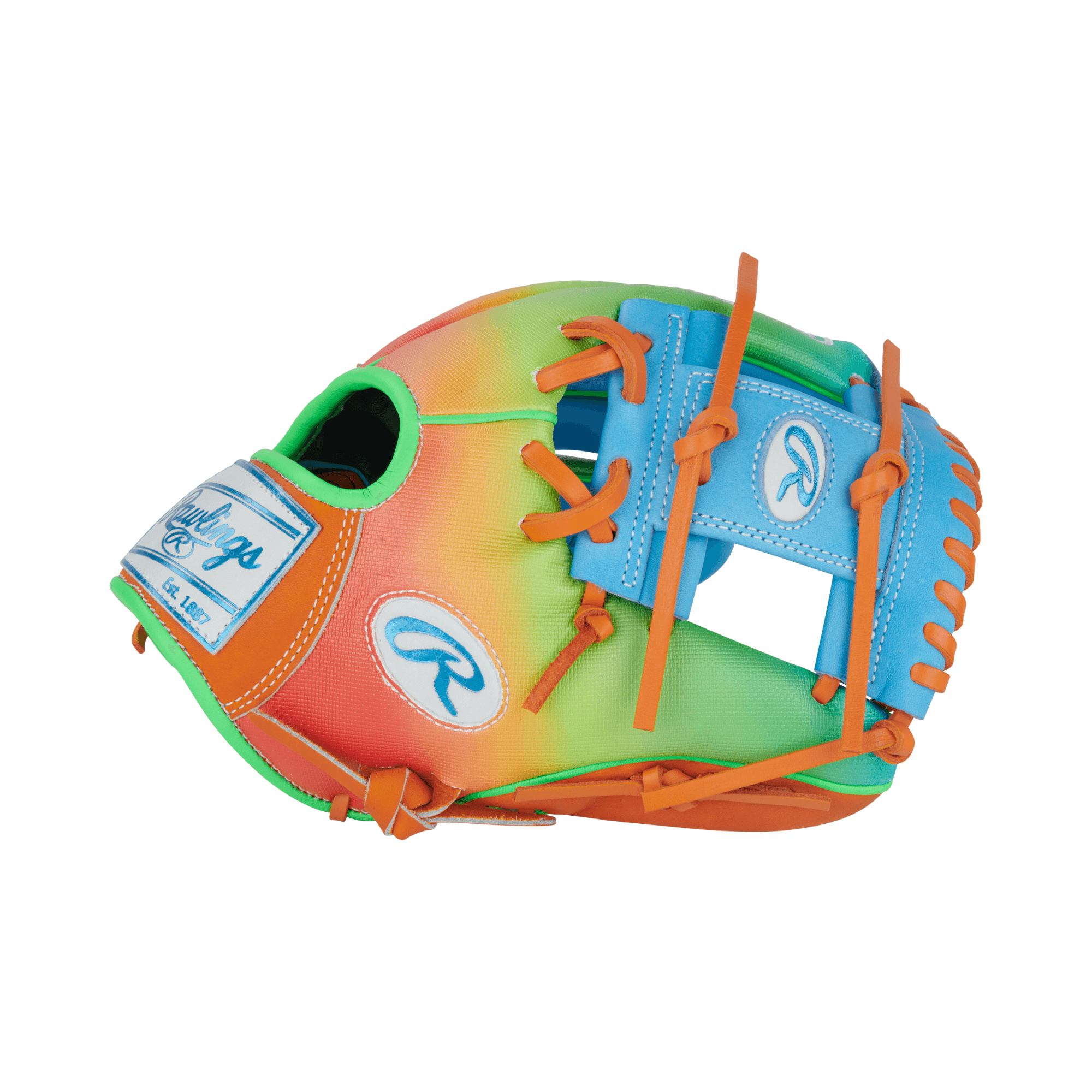 Rawlings Fun Burst Glove thumb area showing design and construction detail.