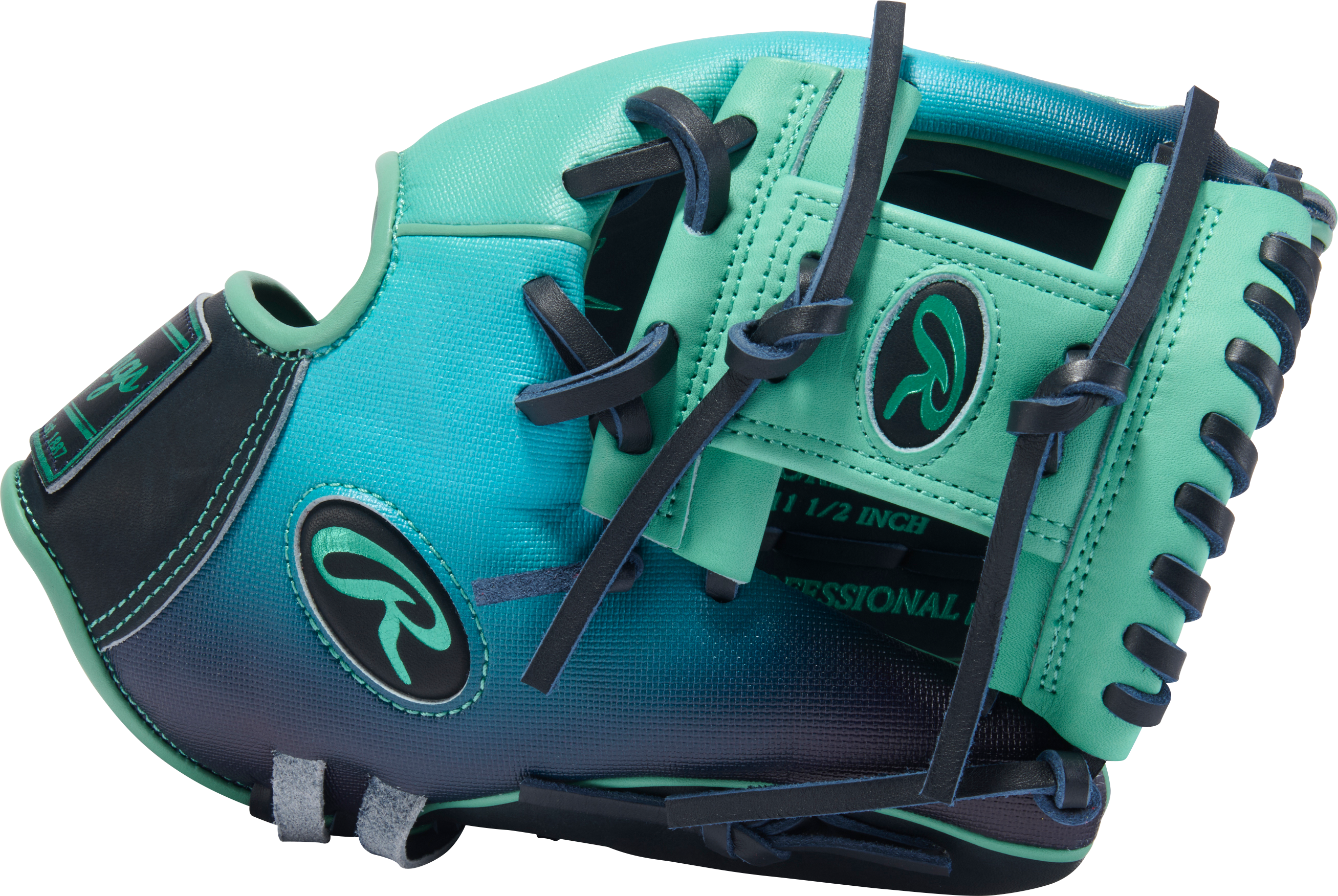 Rawlings HOH Funburst 2.0 11.5" Infield Baseball Glove Navy/Mint featuring premium Heart of the Hide performance