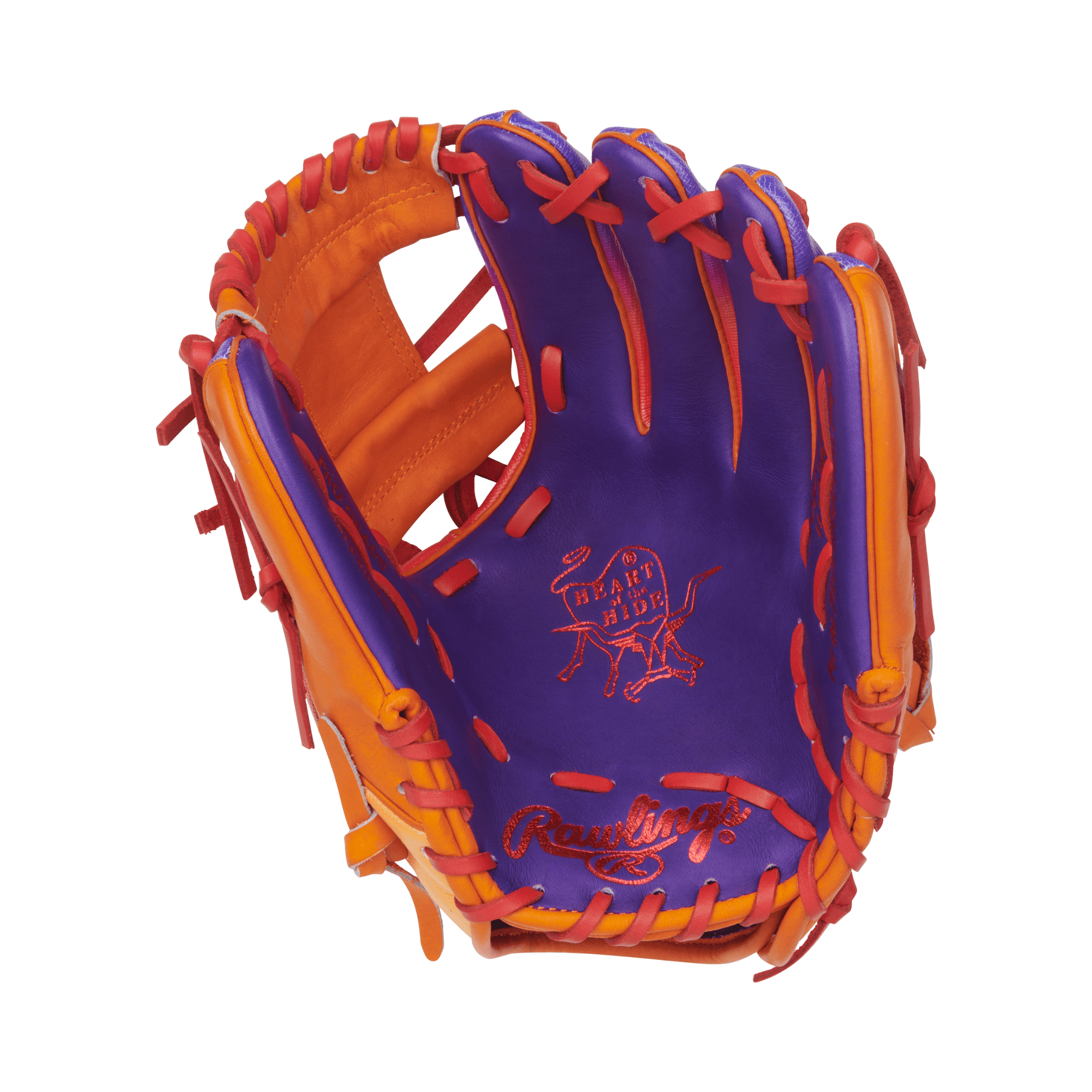 Closeup of Rawlings Fun Burst Glove palm with dynamic foil stamp.