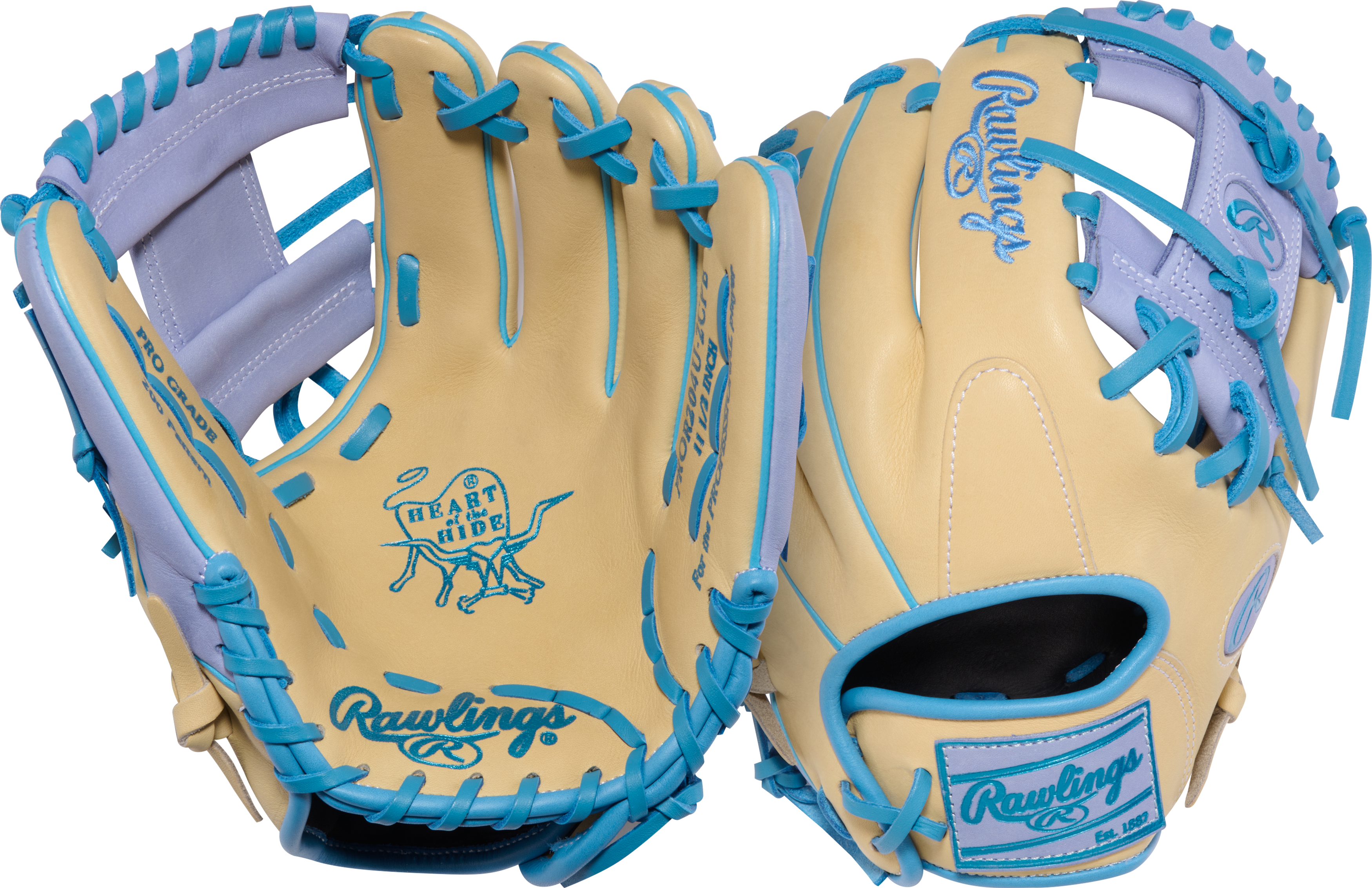 Rawlings Heart of the Hide Infield Glove Pro I Web 200 Pattern – Front/Back Combination View