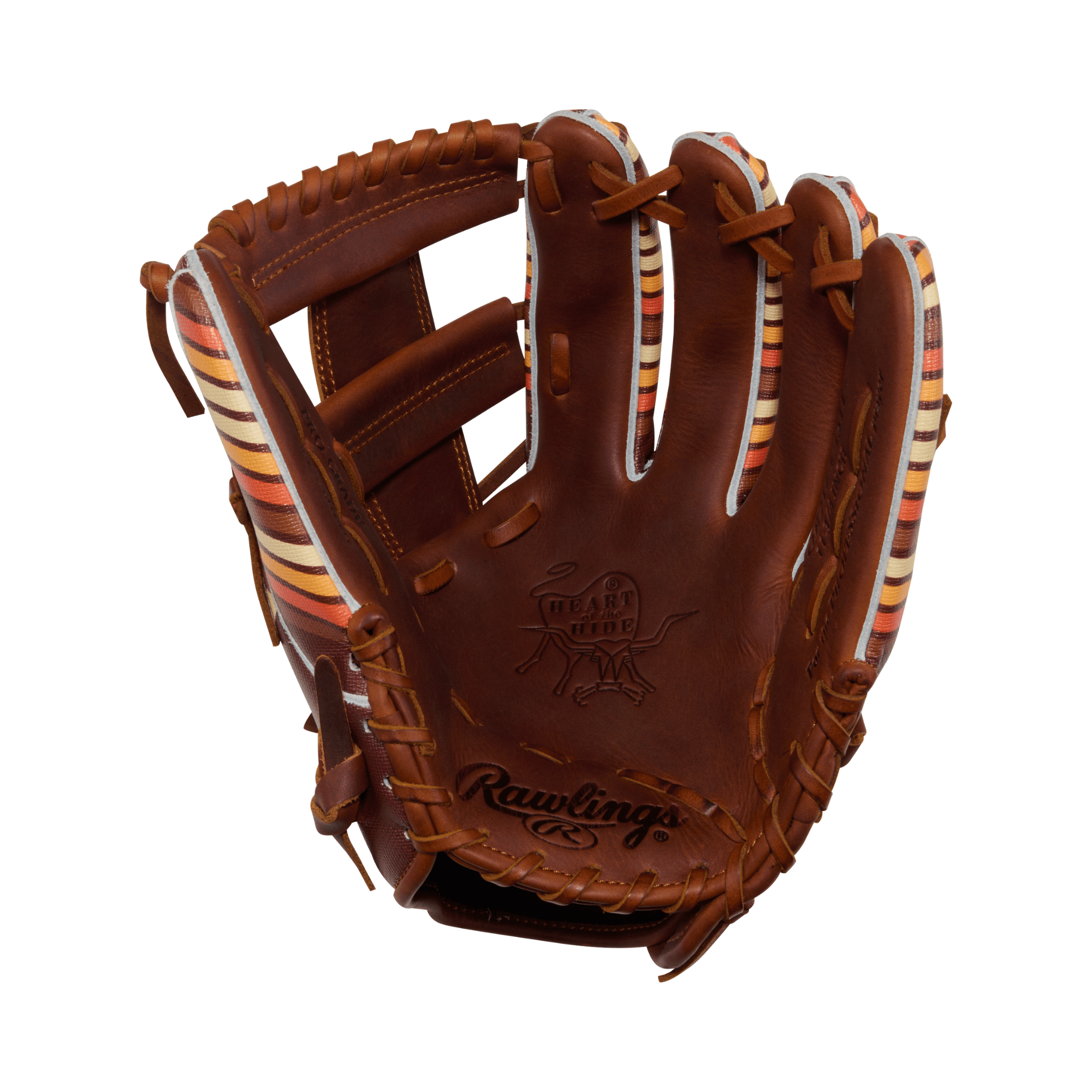 Palm view of Rawlings December 2025 Gold Glove Club RGGC (GOTM) PROR2175-13TI 11.75" Baseball Glove with UV printed design.