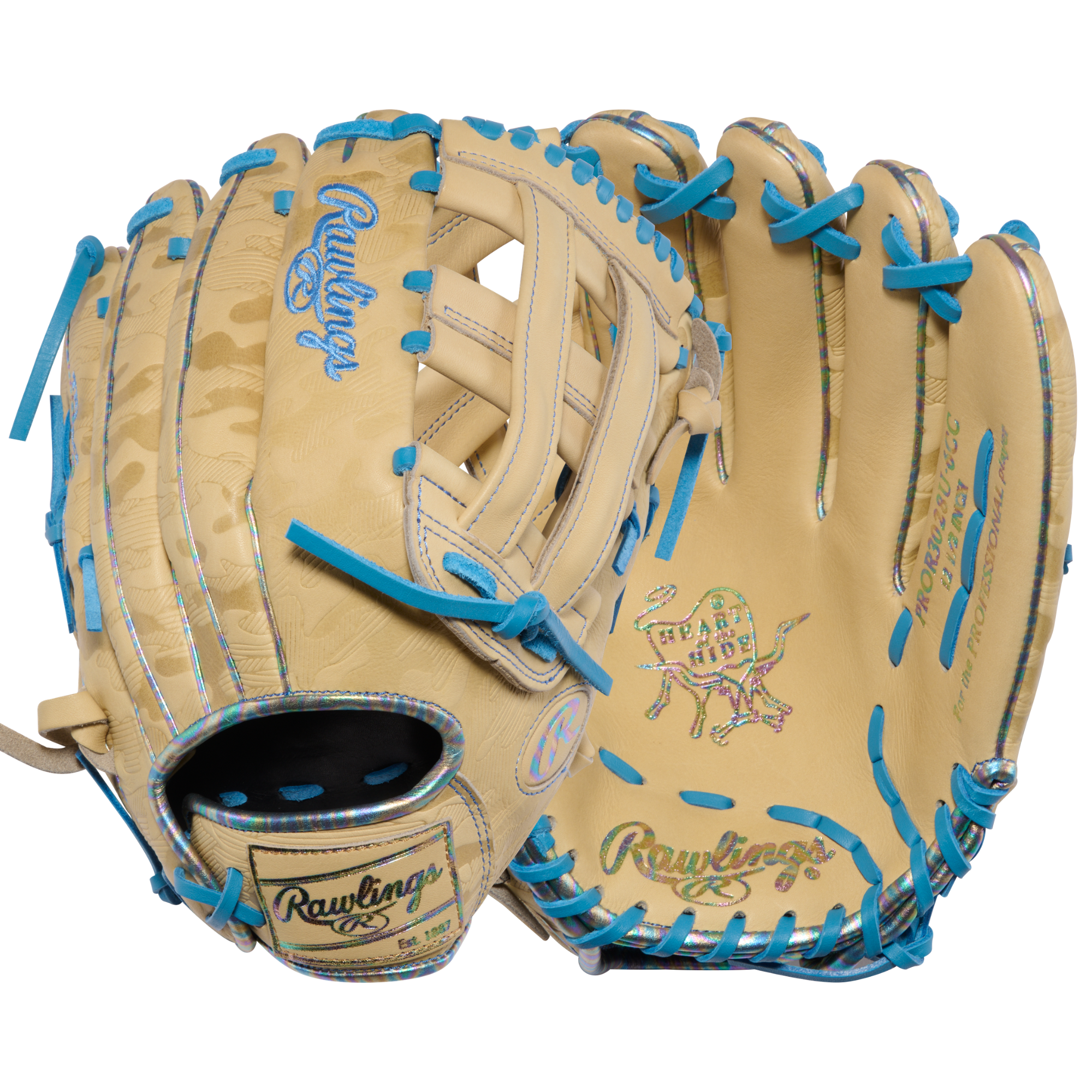 Rawlings Heart of the Hide Outfield Glove 12.5-Inch Steerhide Mitt – Back/Front Combination View