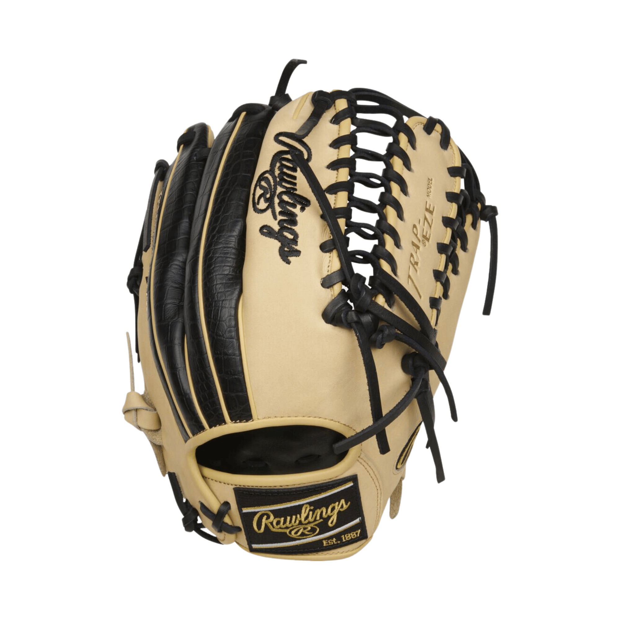 Rawlings Heart of the Hide Trap-Eze glove 12.75” LHT for outfield players with Trap-Eze web design.