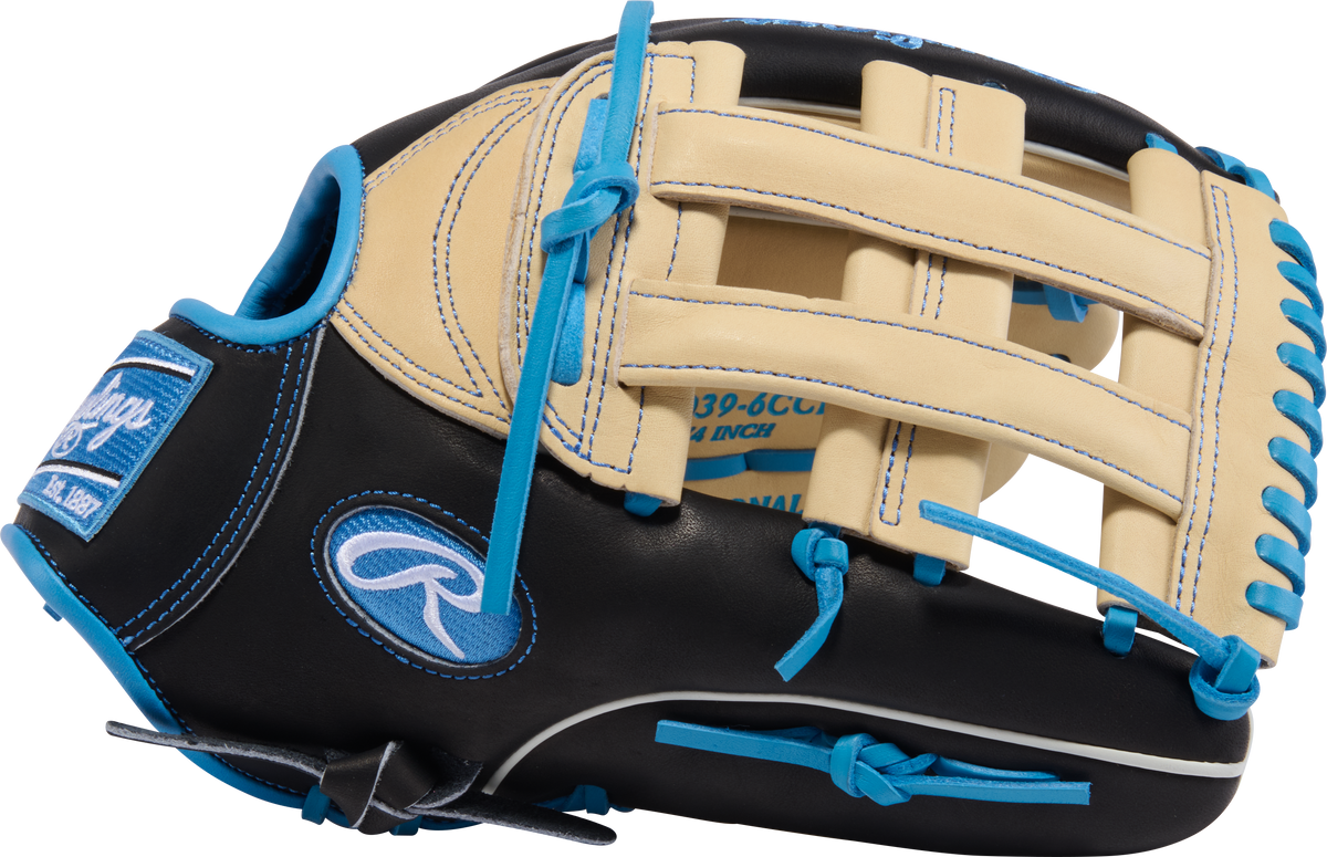 Rawlings PROR3039-6CCBB Outfield Glove thumb view showing premium Heart of the Hide leather