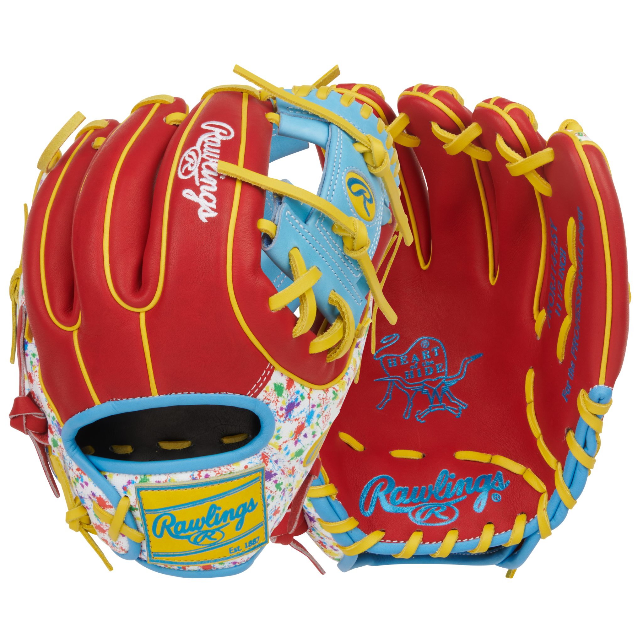 Rawlings Heart of the Hide Series Infield Baseball Glove 11.5" Scarlet/Splatter
