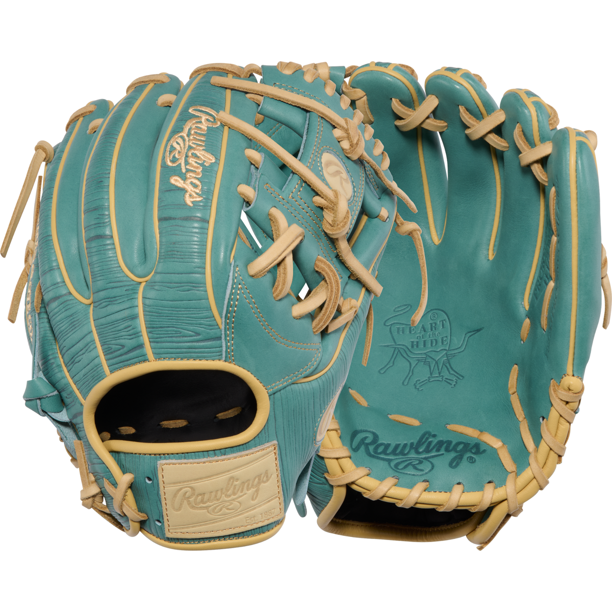 Rawlings PROR934-2SP Infield Glove combination back/front view showing the 93 pattern and RHT design
