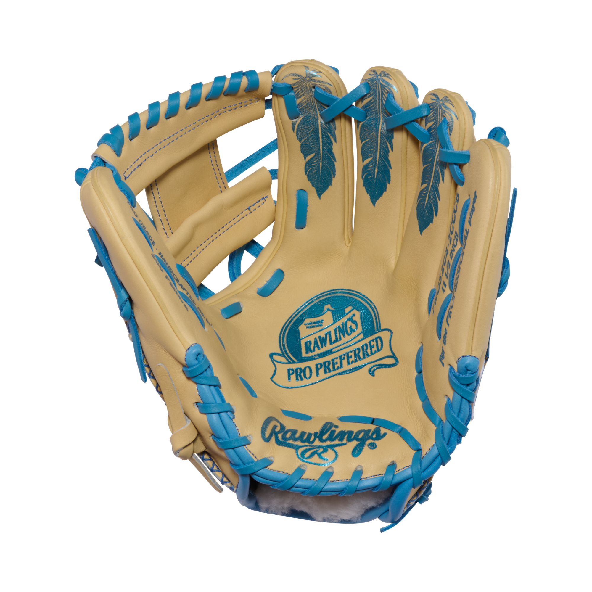 Rawlings PROS204-2CCCB Infield Glove palm view showing the controlled pocket and Pro I Web
