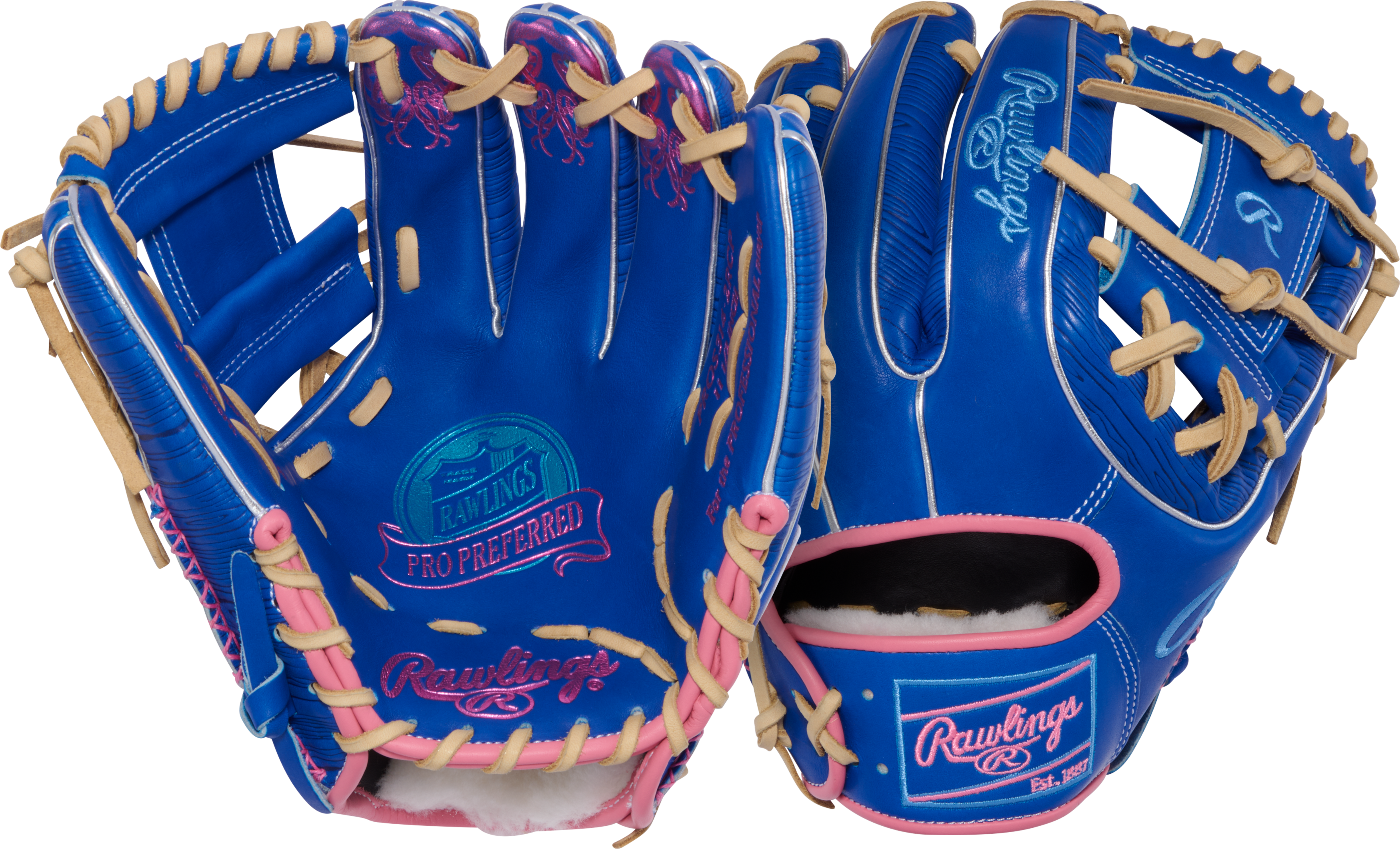 Rawlings Pro Preferred Infield Glove 11.5-Inch Baseball Mitt – Front and Back Combination View