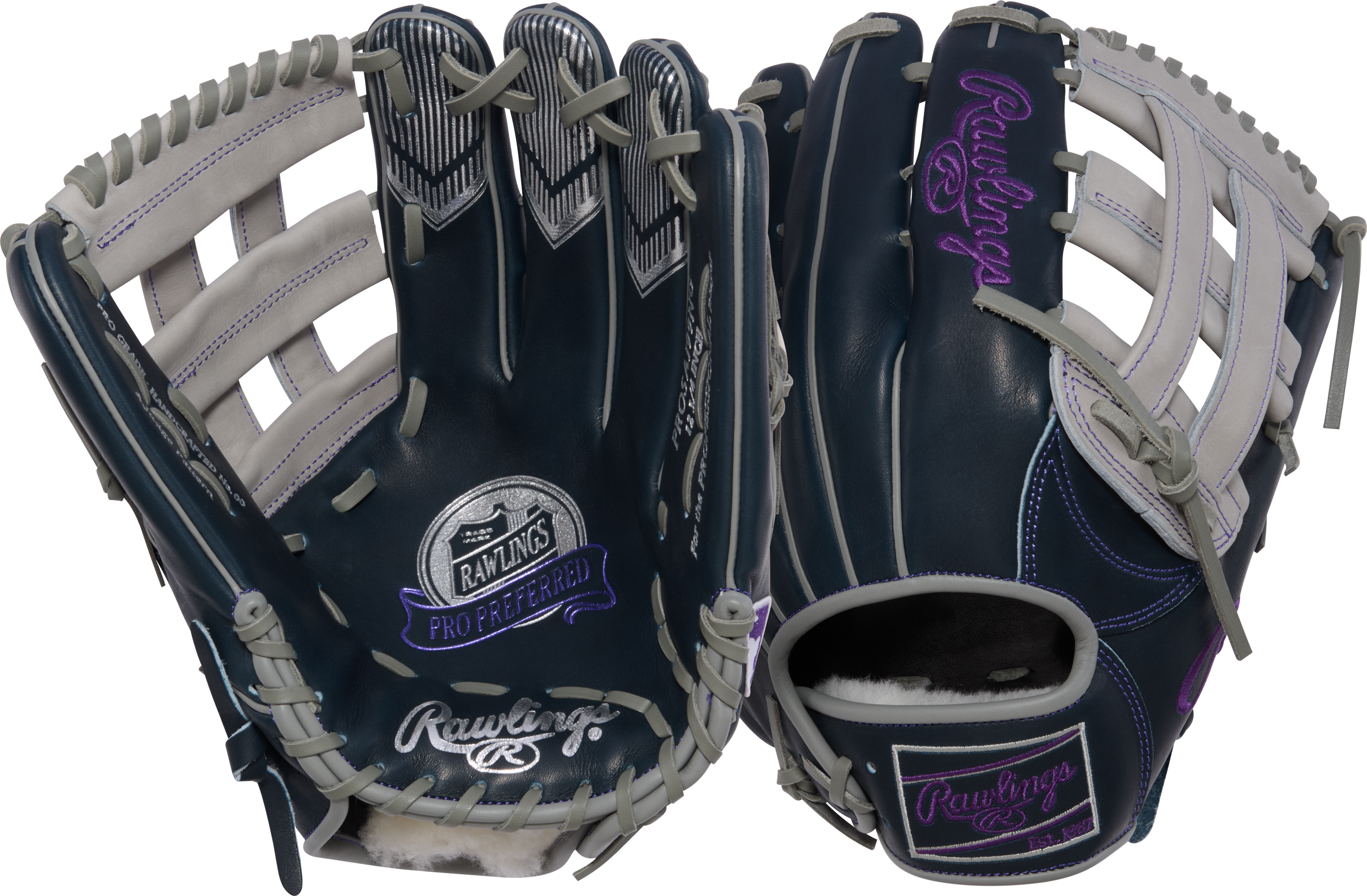 Rawlings Pro Preferred AJ99 glove, thumb-side detail of the Pro H Web lacing construction