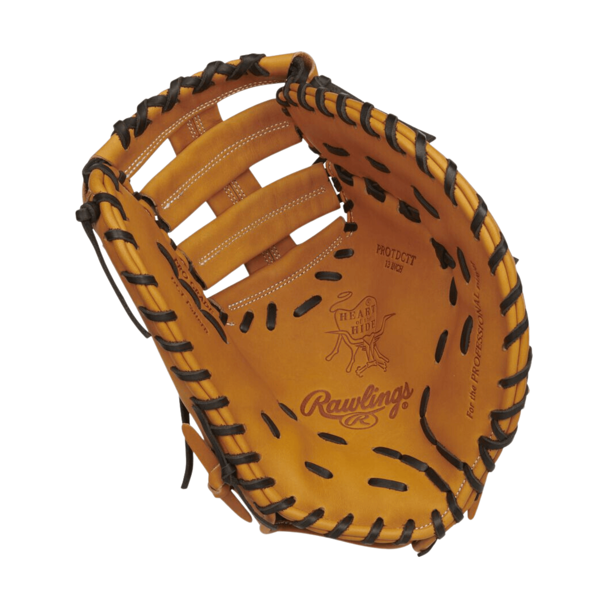 Rawlings Heart Of The Hide 13-inch first base mitt interior view showcasing leather and web design.