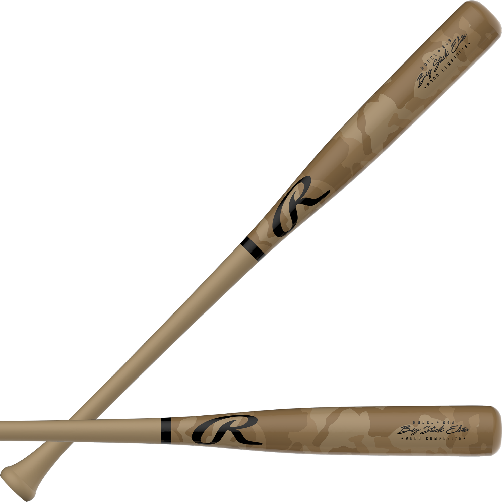 Rawlings Big Stick Elite Wood Bat 243i Composite - Full Bat Front and Back View