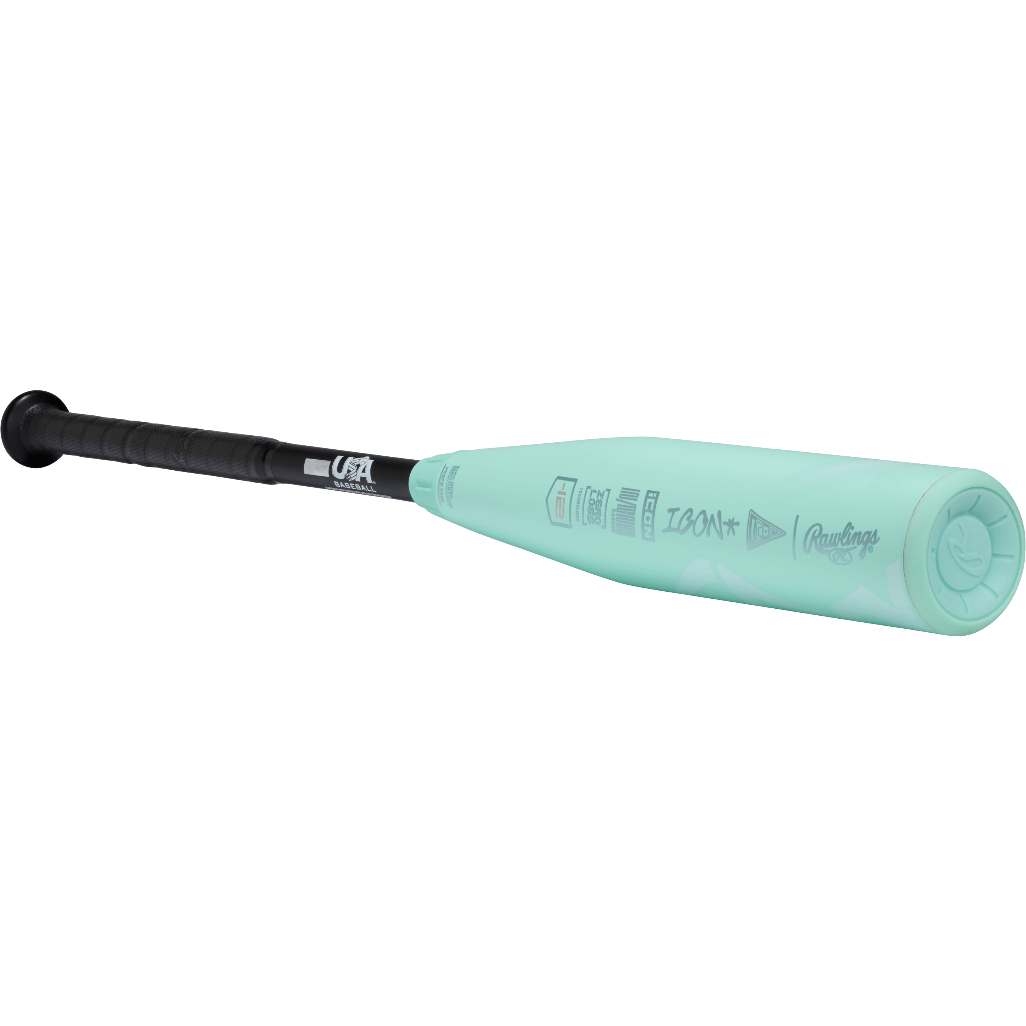 Rear side of the barrel highlighting composite material and bold Rawlings Icon styling