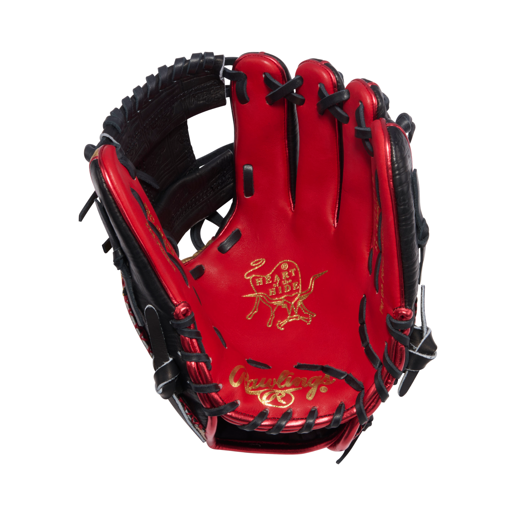 Rawlings Gold Glove Club PRO-GOLDYX Baseball Glove, June 2026 edition, vibrant red and black design showcasing premium craftsmanship.