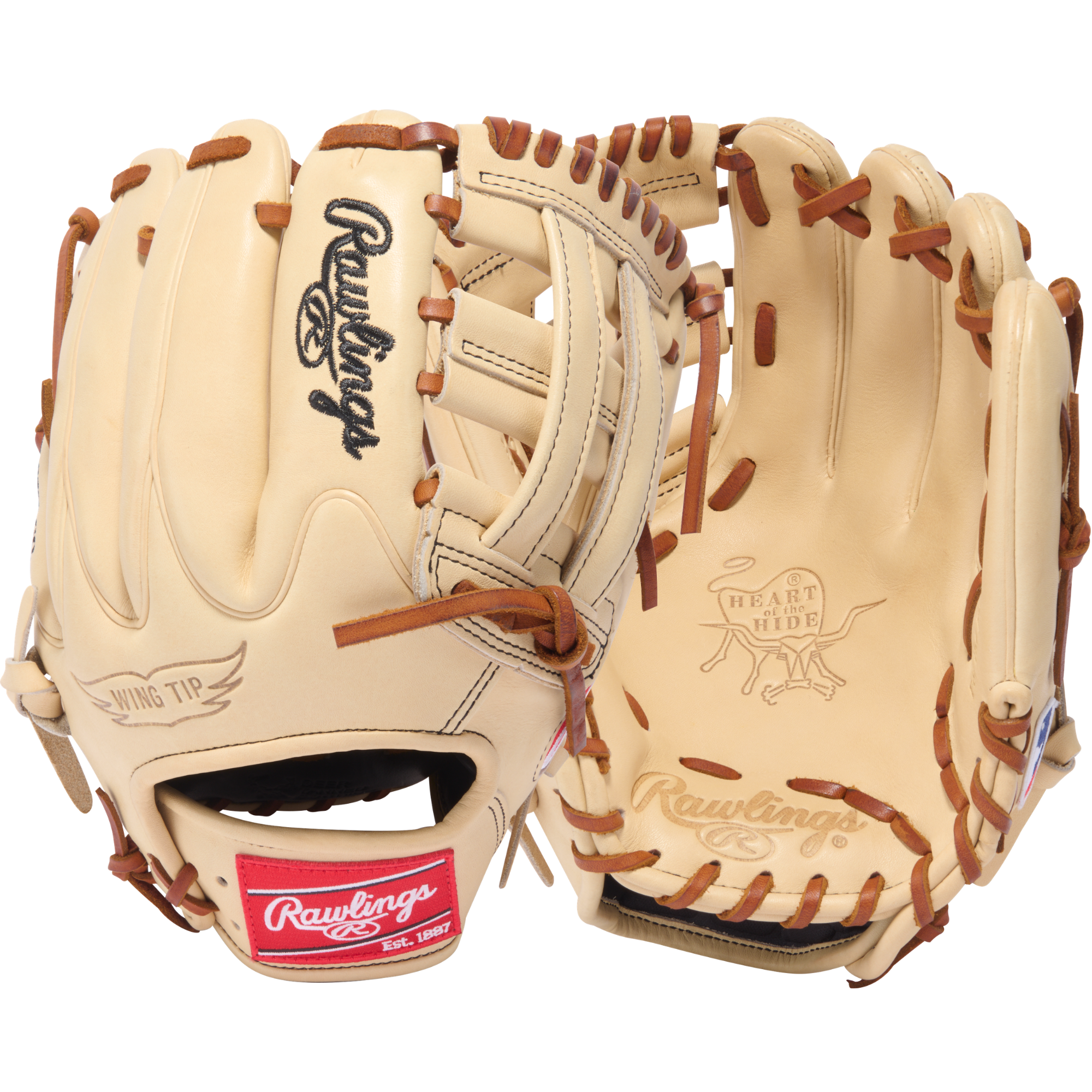 Rawlings Heart of the Hide Traditional Infield Glove 11.75 Inch Baseball Glove - Back and Front View Comparison