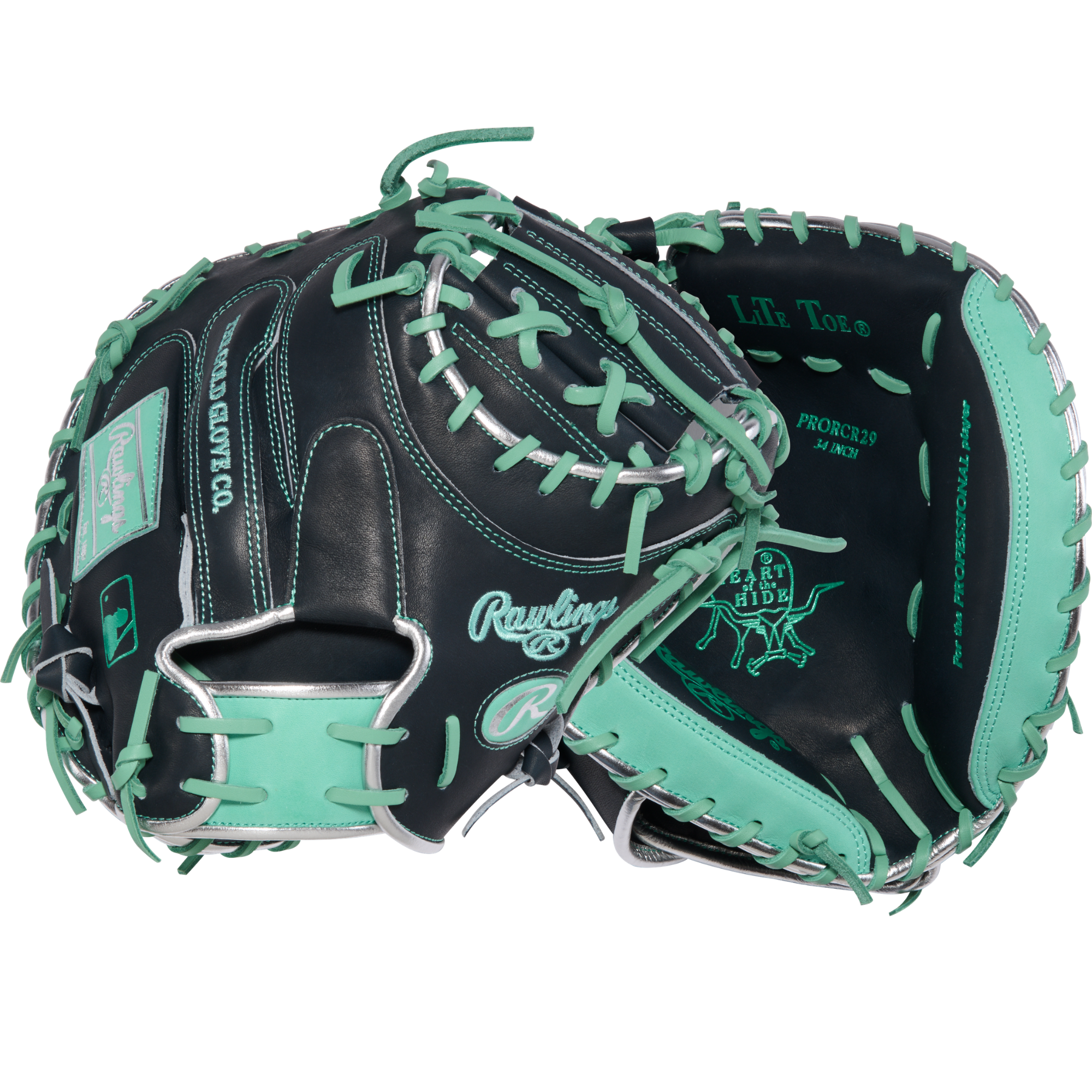 Rawlings Heart of the Hide Catcher's Mitt 34 Inch Baseball Mitt - Palm Front Pocket View