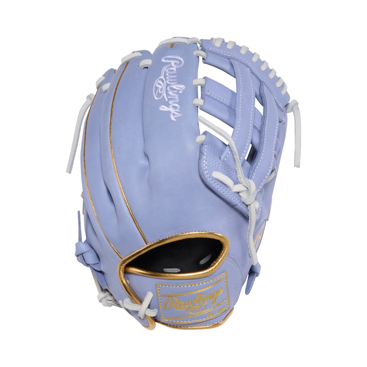 Rawlings Heart of the Hide Fastpitch Glove - Steerhide Leather Back View, 12 Inch Lavender Softball Glove