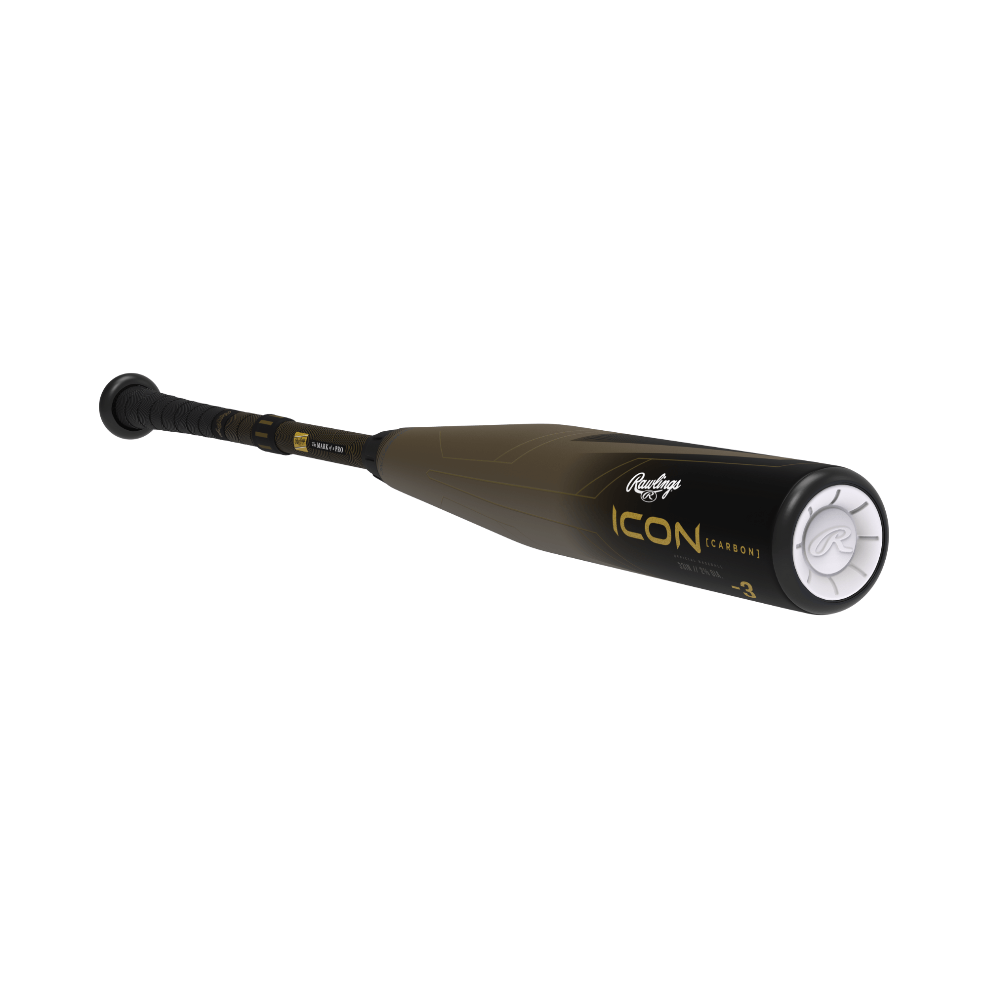 Rawlings Icon -3 BBCOR baseball bat with 2 5/8" barrel, featuring In/Tense carbon composite design for enhanced performance.