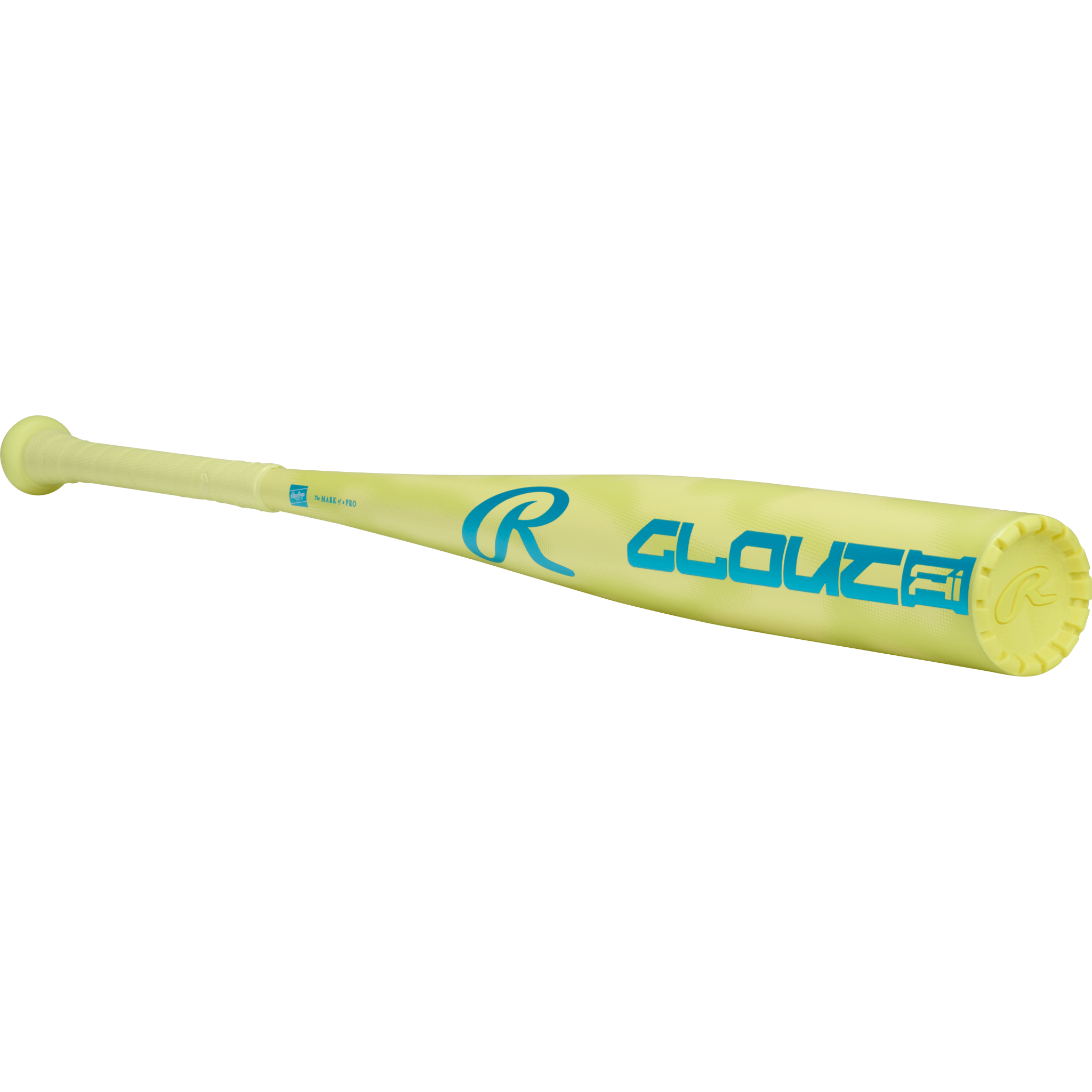 Close-up of front barrel on Rawlings Clout AI bat showcasing Red Alloy+ construction and AI-designed sweet spot
