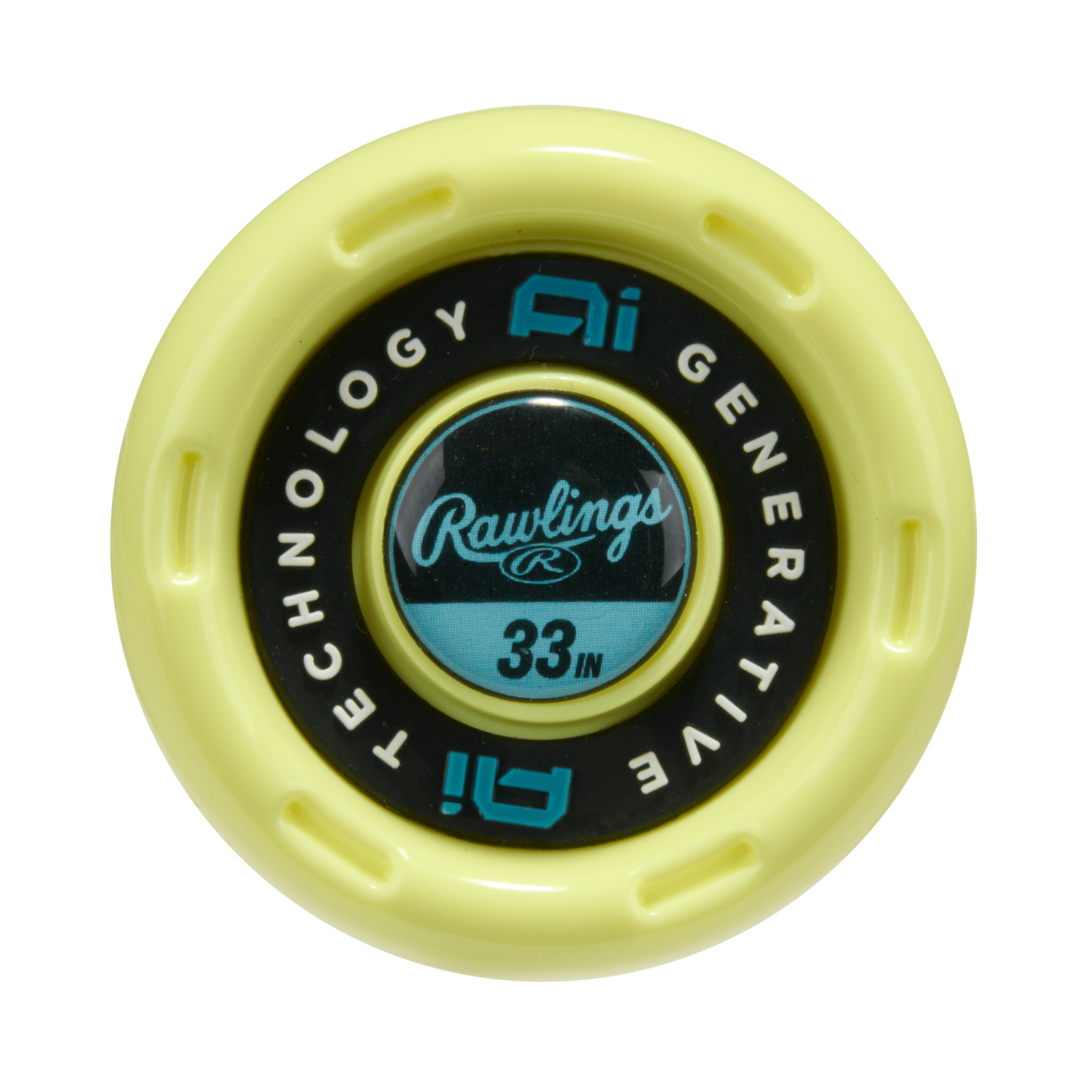 Knob view of Clout AI BBCOR bat with tapered handle and ergonomic grip design for enhanced feel