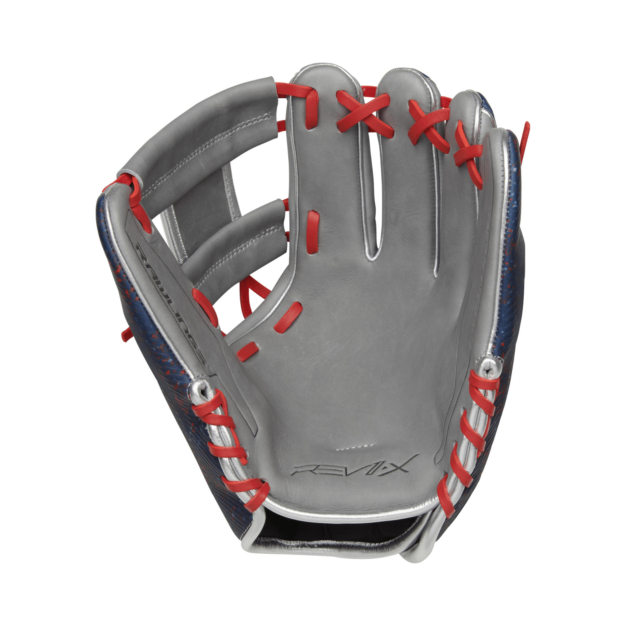 Rawlings REV204-2X PRO I X/ADP RHT 11.5-inch infield glove with gray, red, and blue design