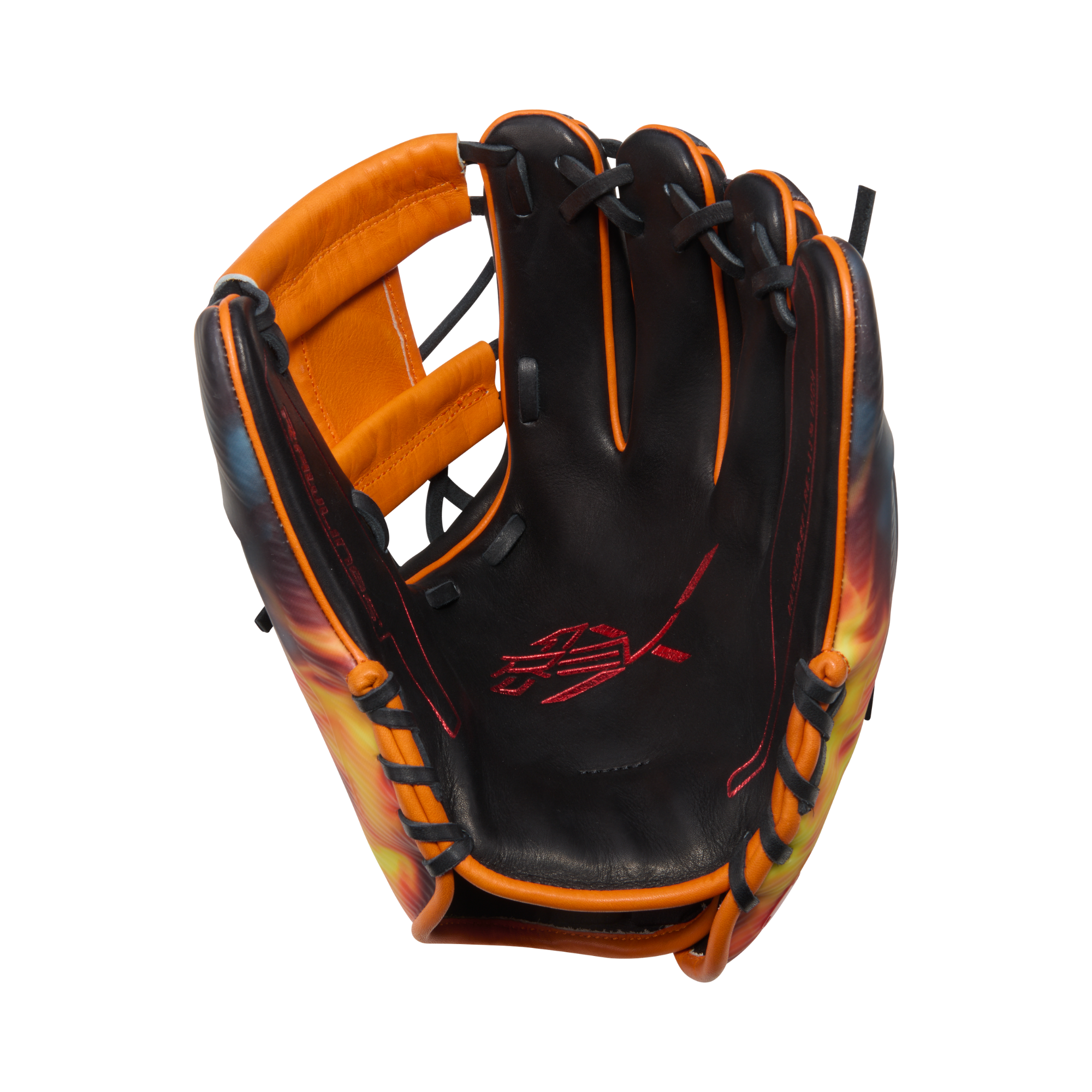 Palm view showcasing Heart of the Hide® leather on Rawlings REV1X Glove.