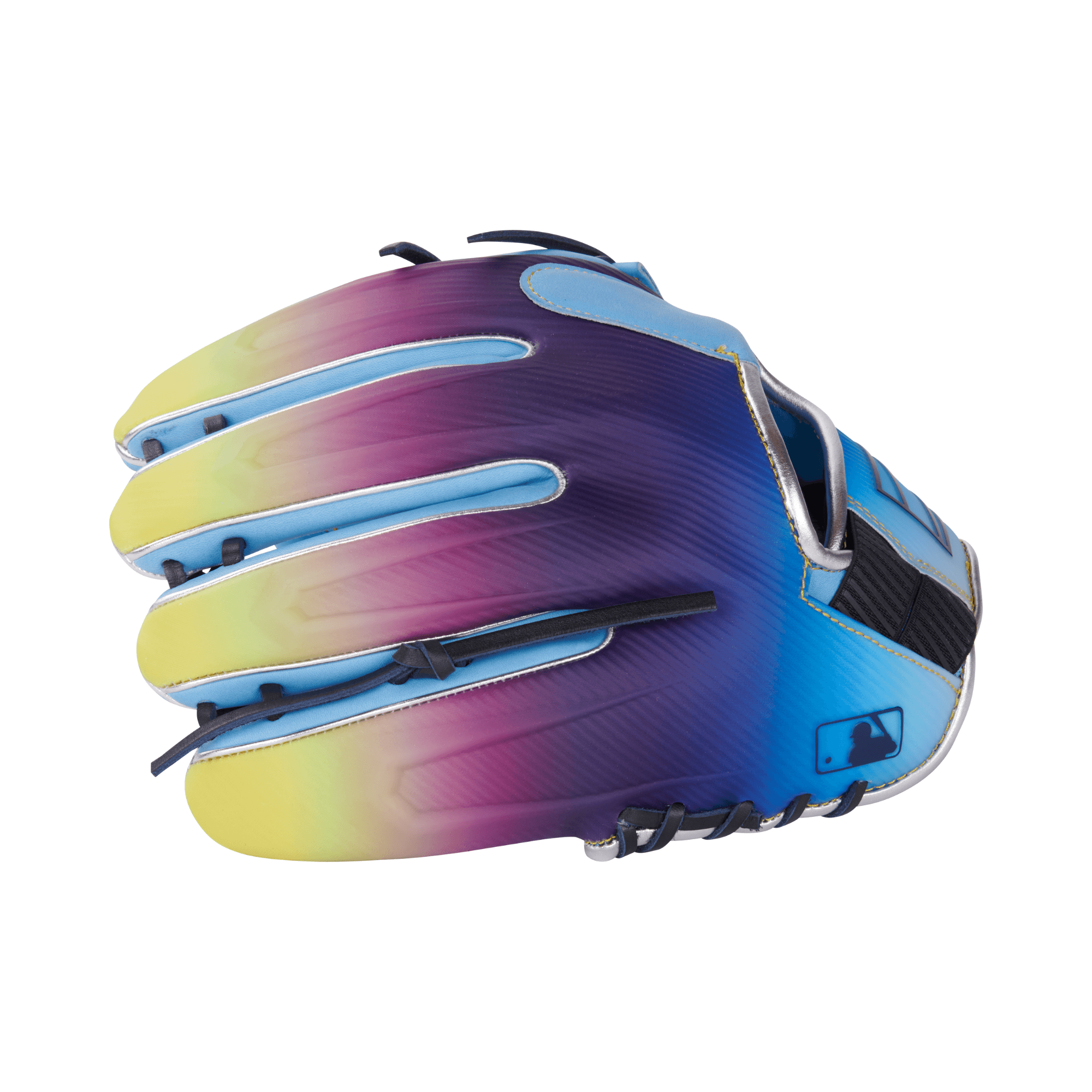 Rawlings REV1X Francisco Lindor 11.75-inch glove with vibrant blue and purple color transition design.