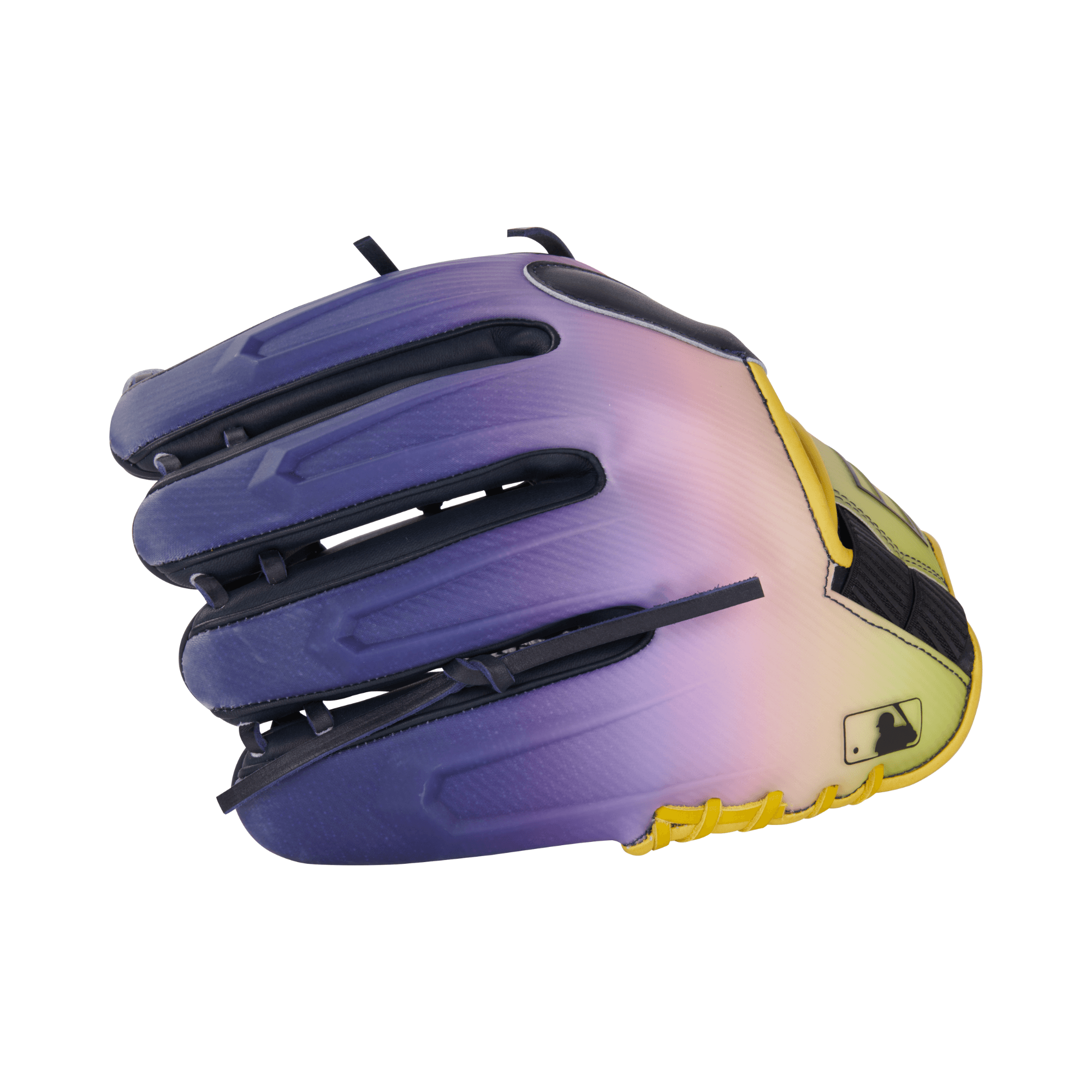 Rawlings REV1X Francisco Lindor 11.75" infield glove with yellow and navy gradual color transition design.