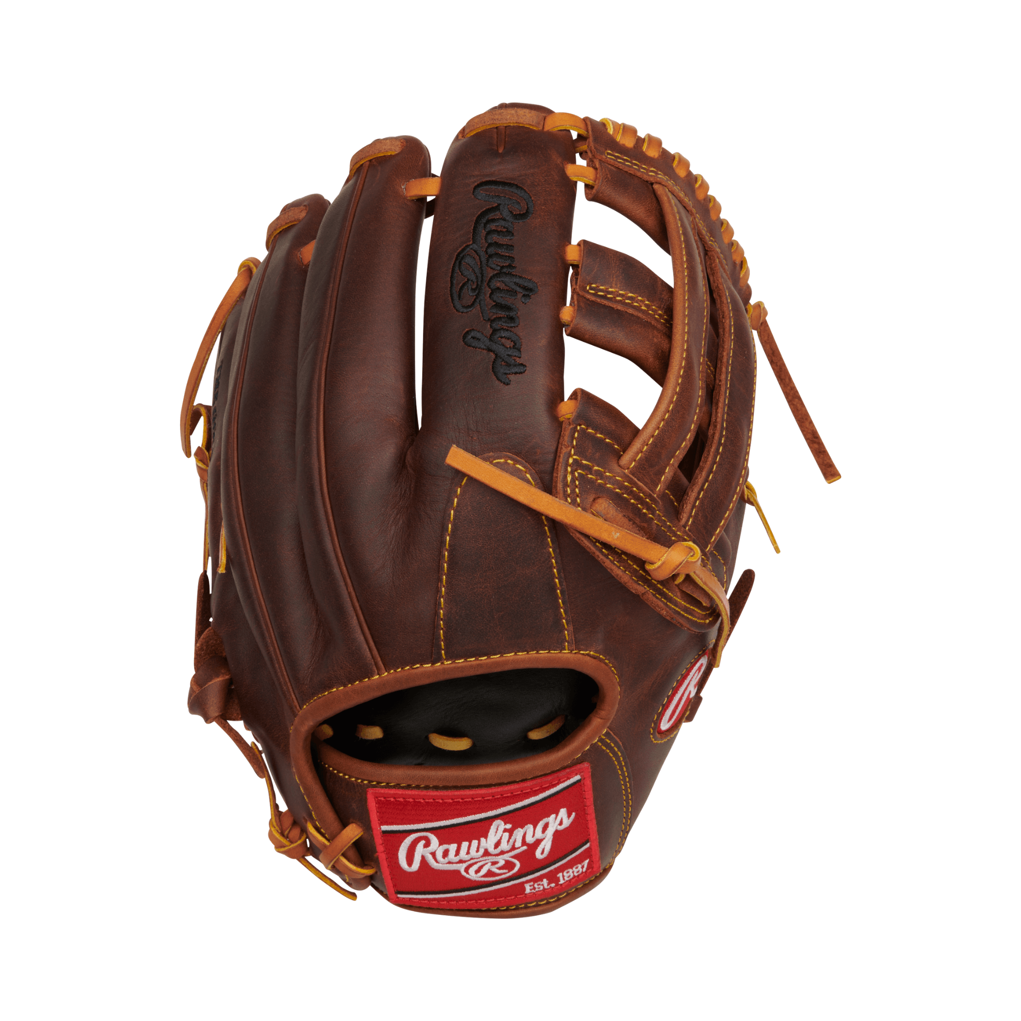 Rawlings Heart of the Hide 12" baseball glove in brown leather with H-web design, ideal for fielding grounders and line drives.