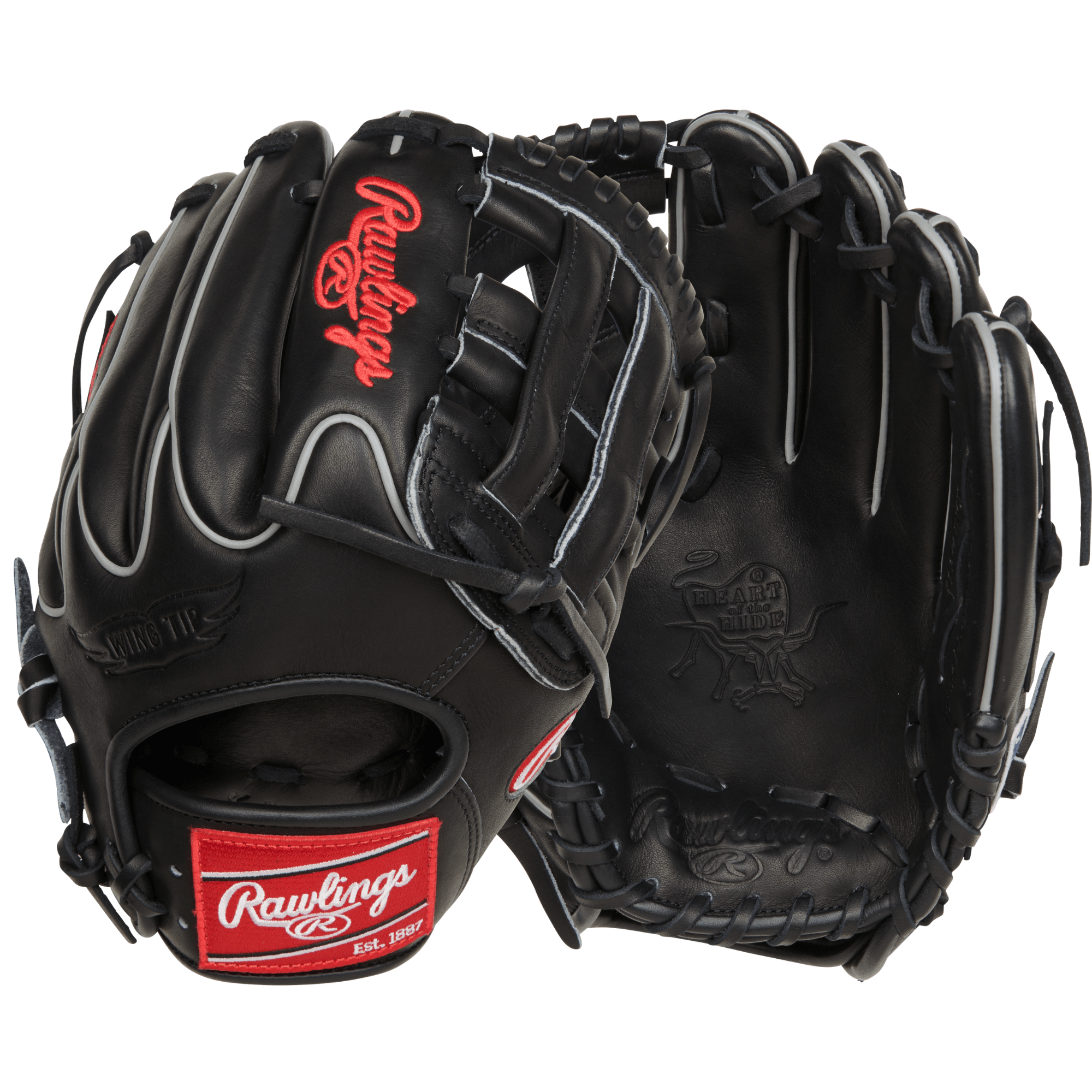 Rawlings Heart of the Hide Traditional Series Baseball Glove 11.75" RHT, black utility glove for infield and outfield use