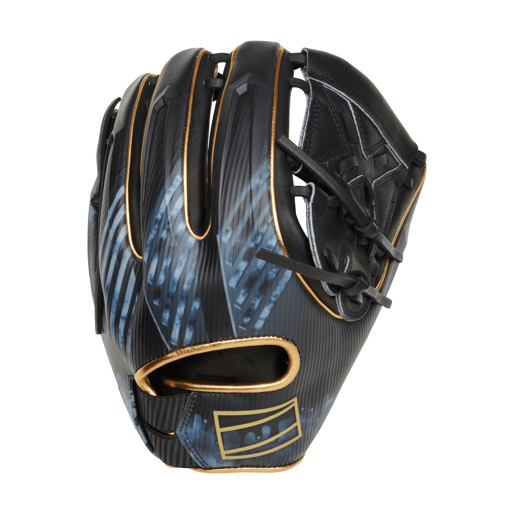 Rawlings REV1X Infield/Pitcher's Glove 11.75" in black with blue accents, designed for enhanced performance and durability.