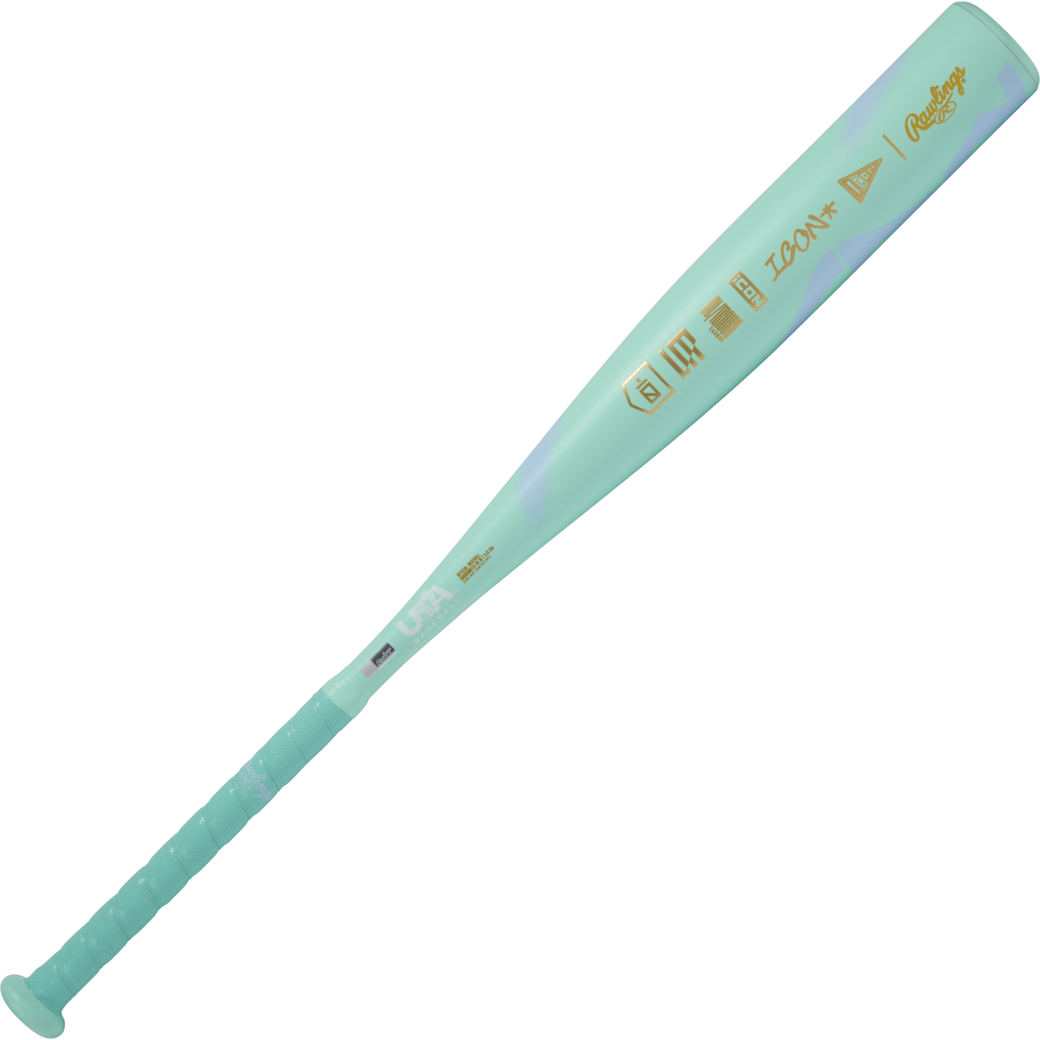 Rear view of 2026 Rawlings Icon The Chosen One bat showcasing composite barrel and vibrant back-side design