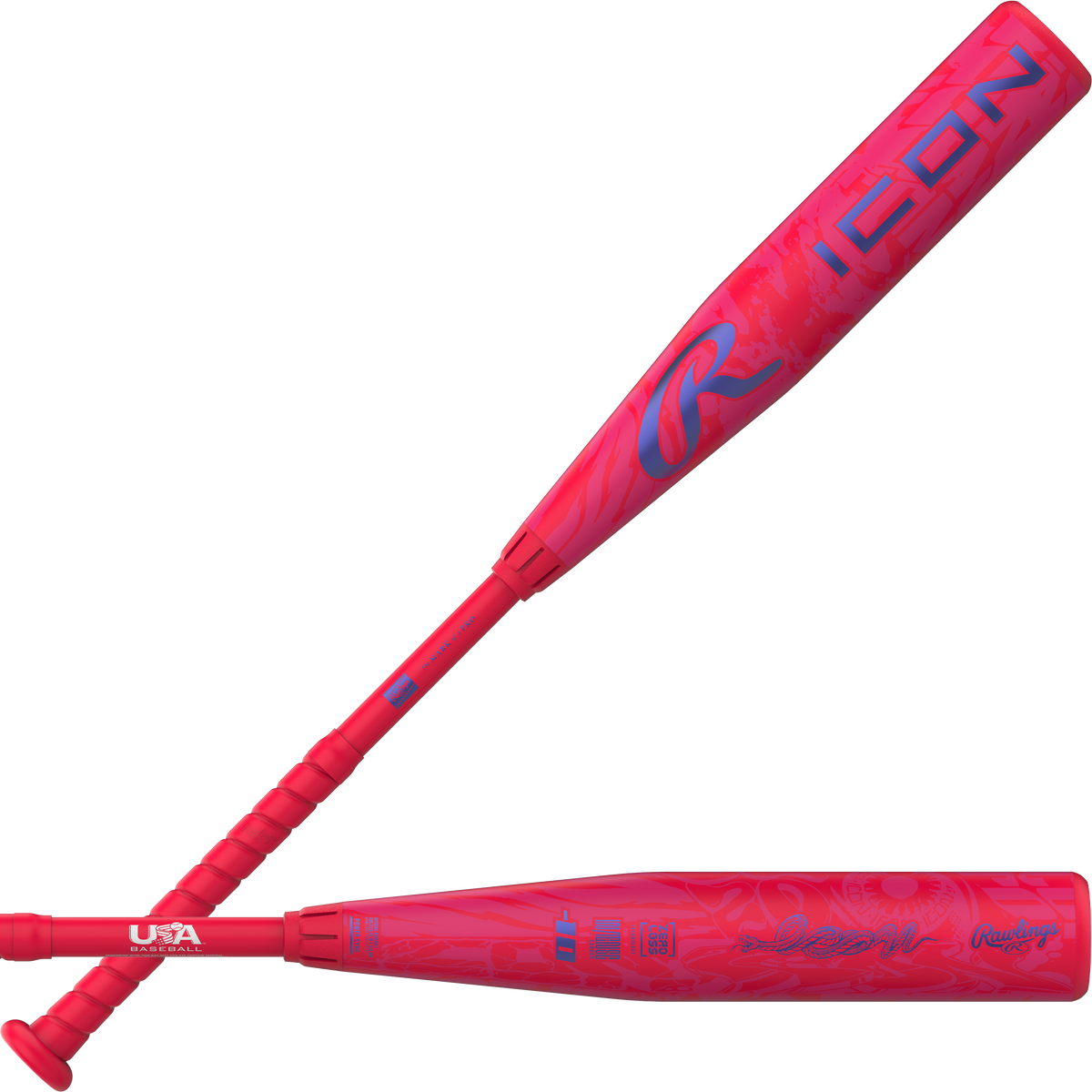 Rawlings Icon -10 USA Baseball Bat front and back combination product view