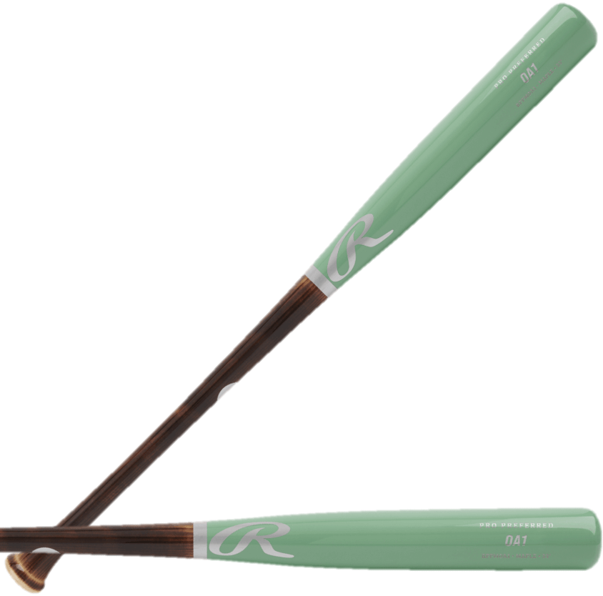 Rawlings Pro Preferred OA1 Maple Wood Bat showcasing balanced construction and large sweet spot for optimal performance.